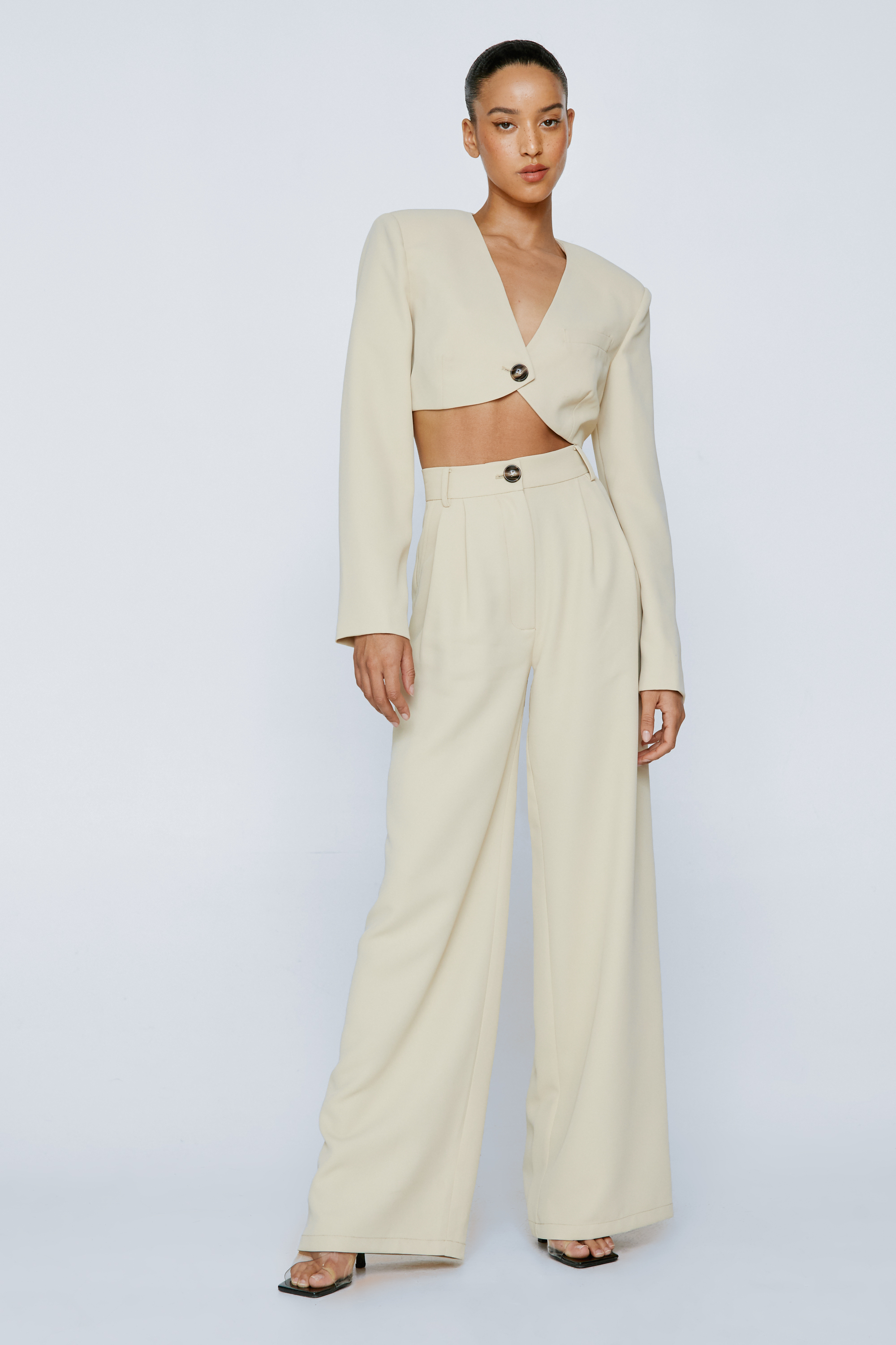 Pleated Wide Leg Tailored Pants