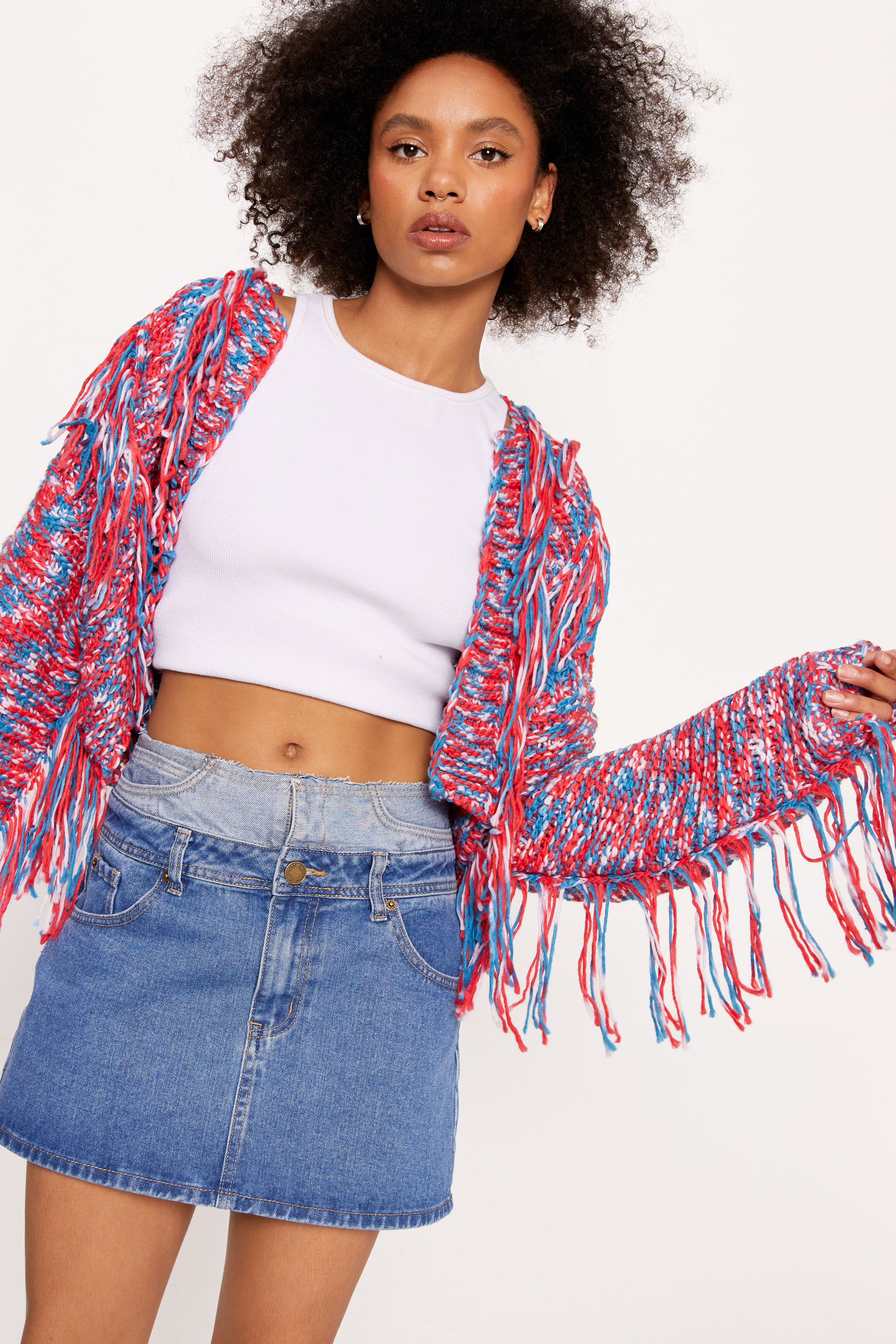 Fringe Knitted Cropped Cardigan