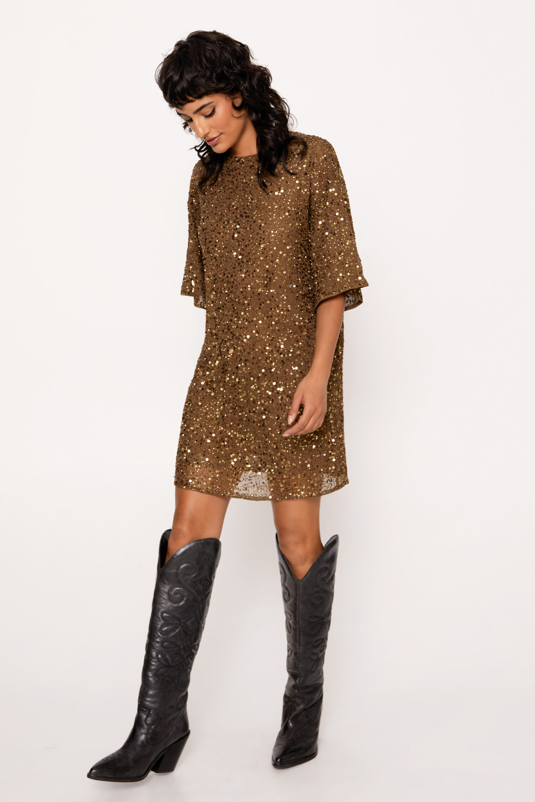 Cluster Sequin Slouch Shift Dress