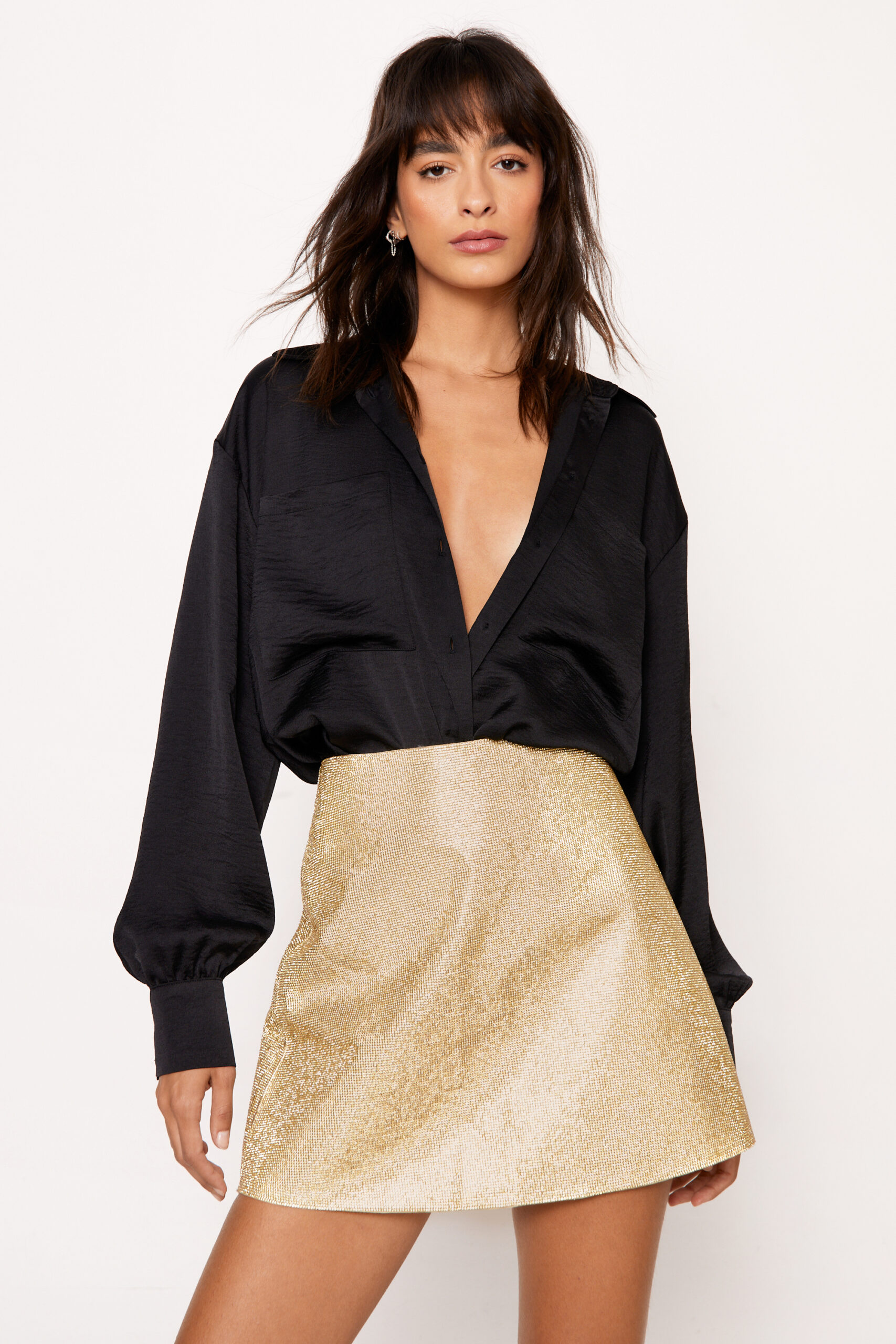 Textured Satin Relaxed Shirt