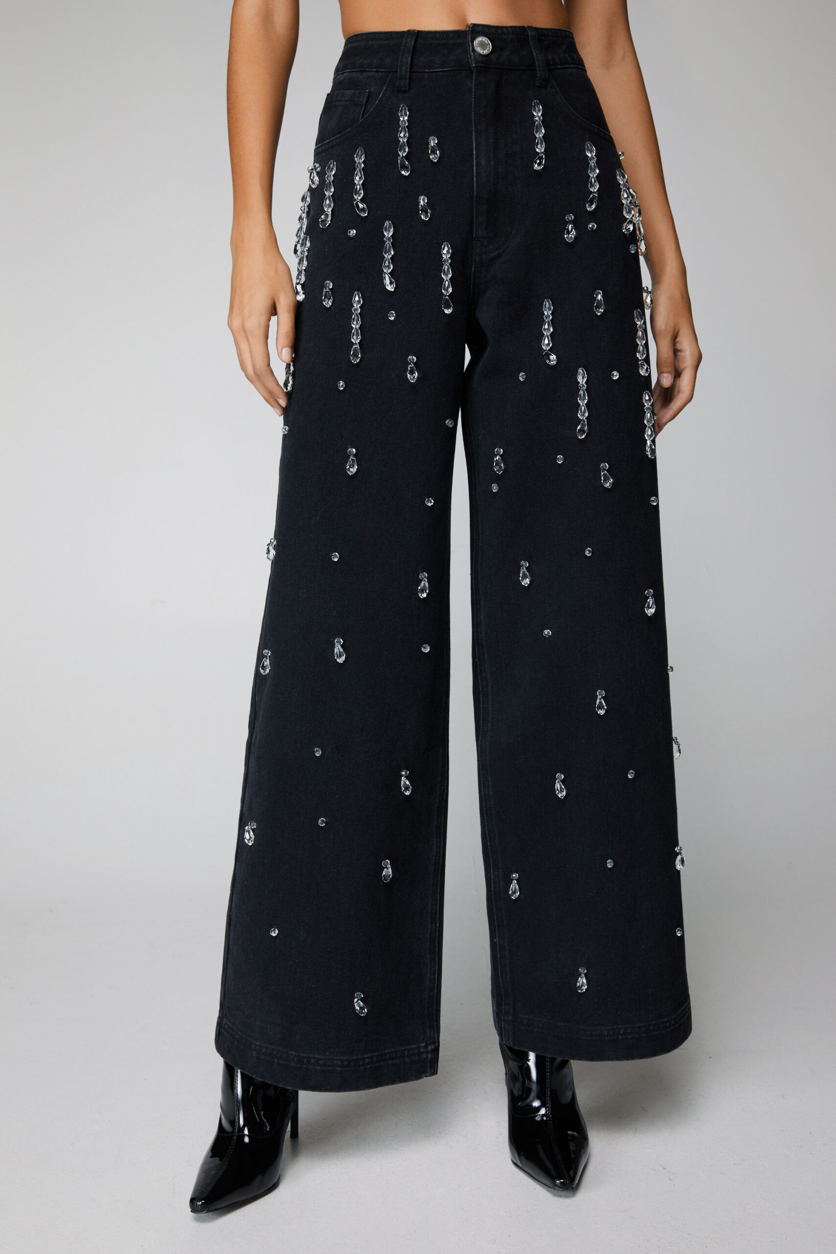 Embellished Wide Leg Jeans