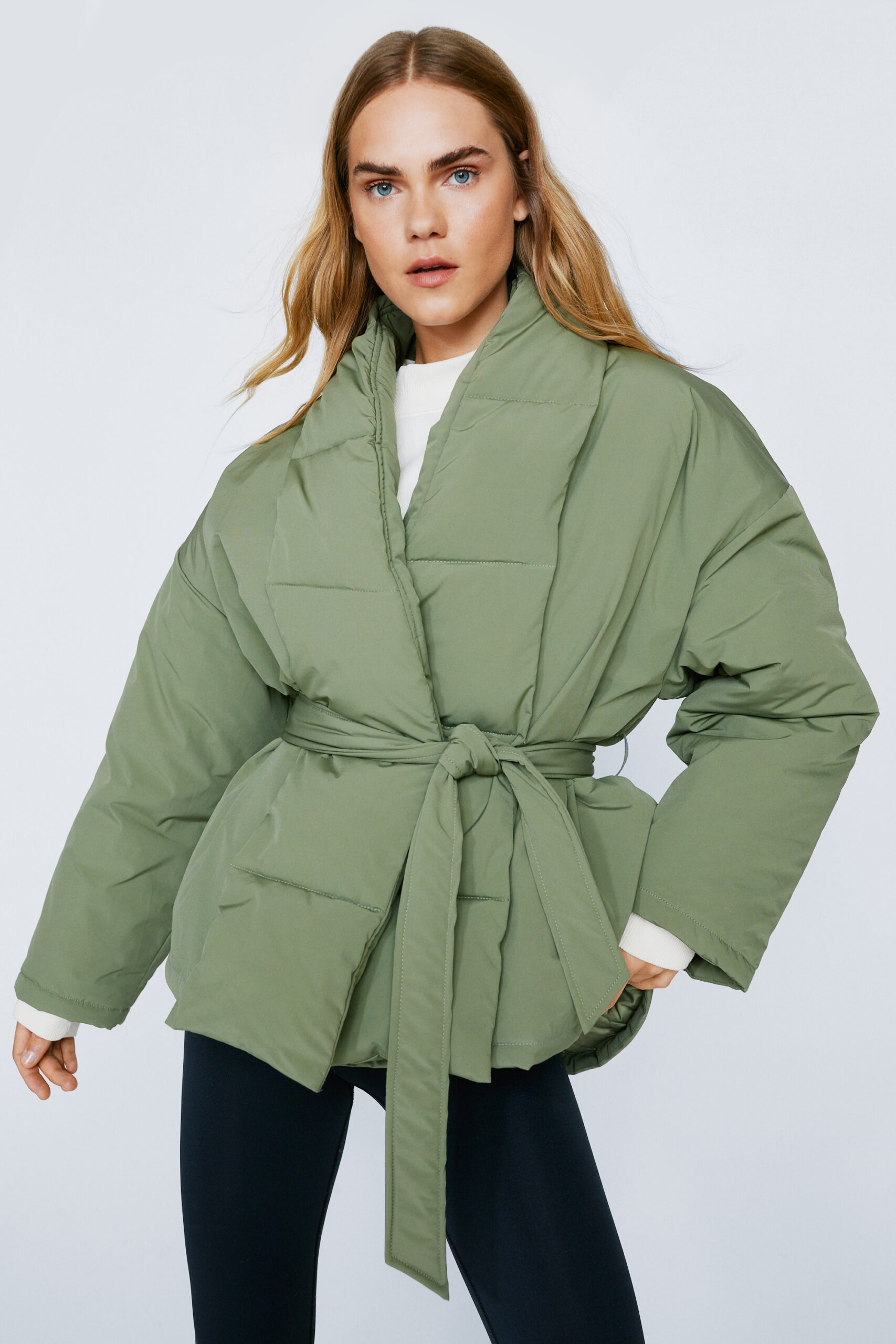 Oversized Padded Belted Long Sleeve Jacket