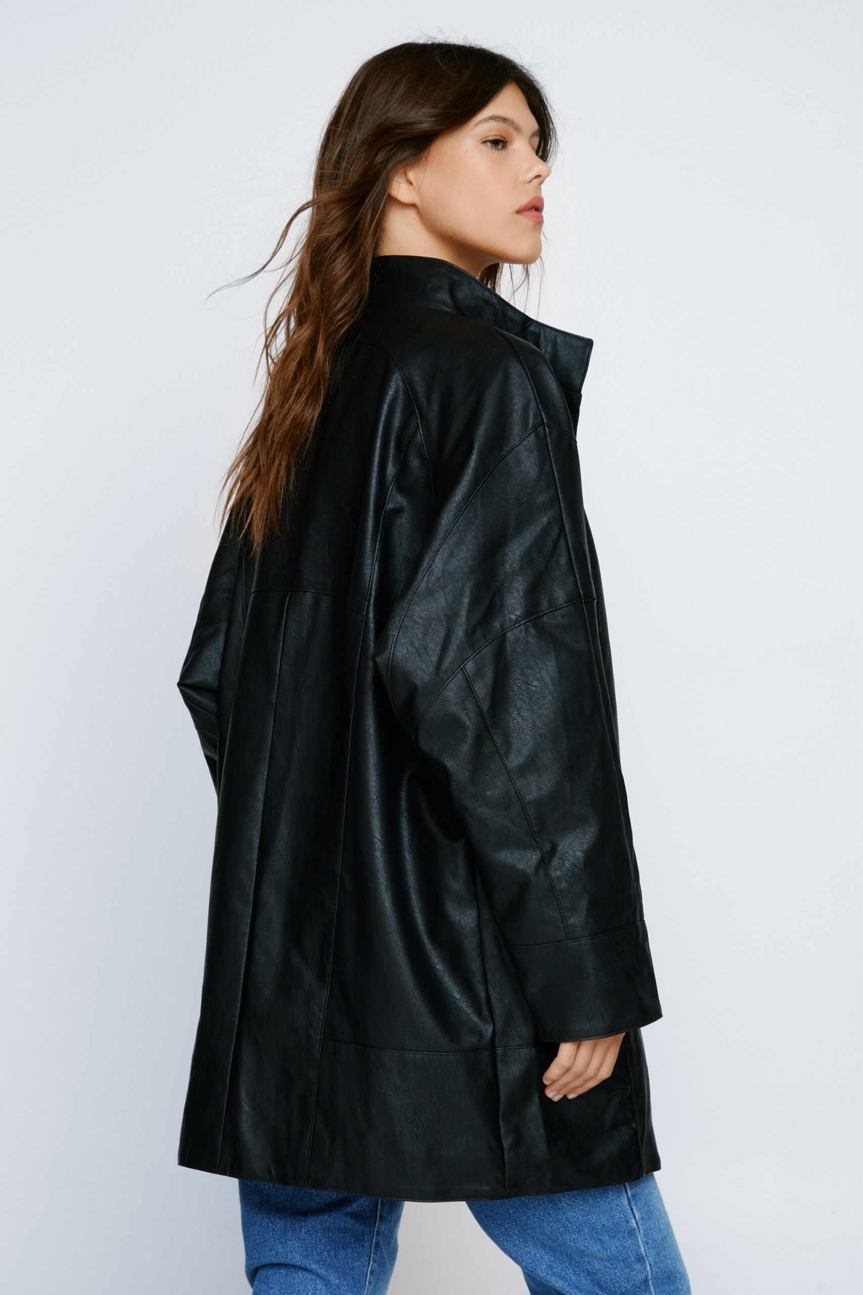 Oversized Faux Leather Longline Jacket