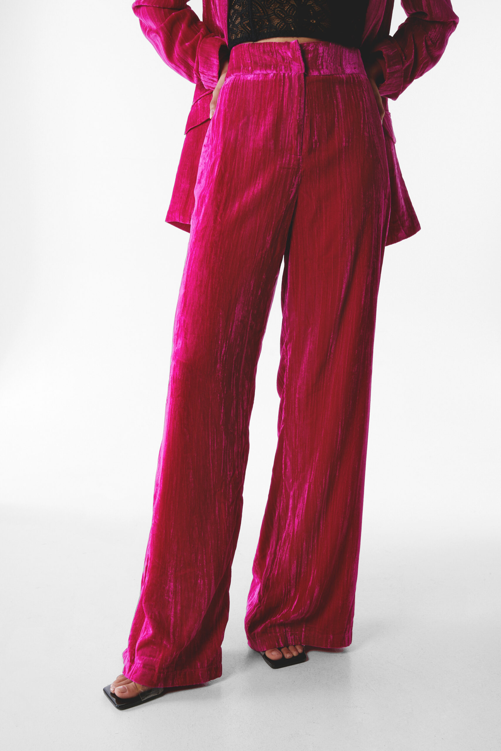 Crushed Velvet Wide Leg Pants