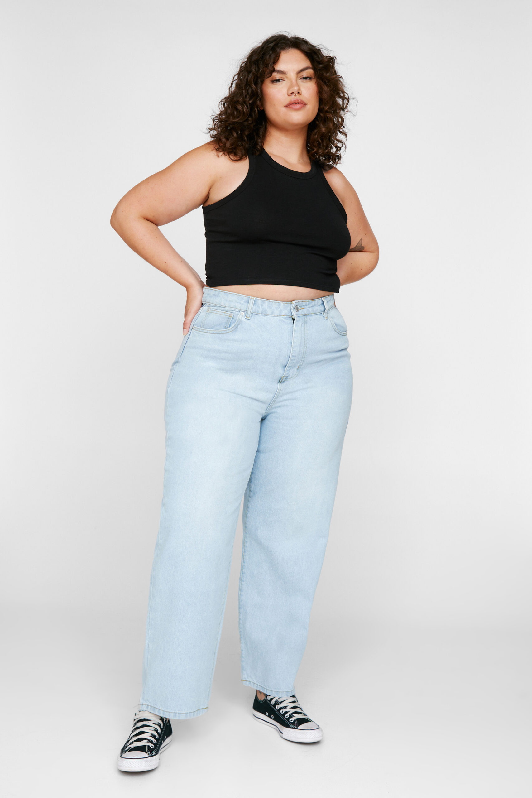 Plus Size High Waisted Denim Mom Jeans