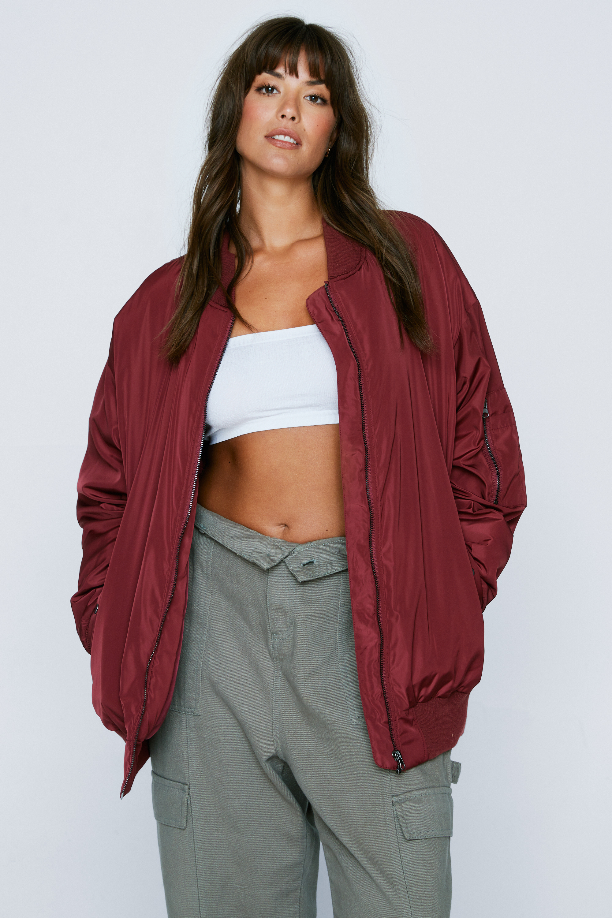 Plus Size Oversized Bomber Jacket