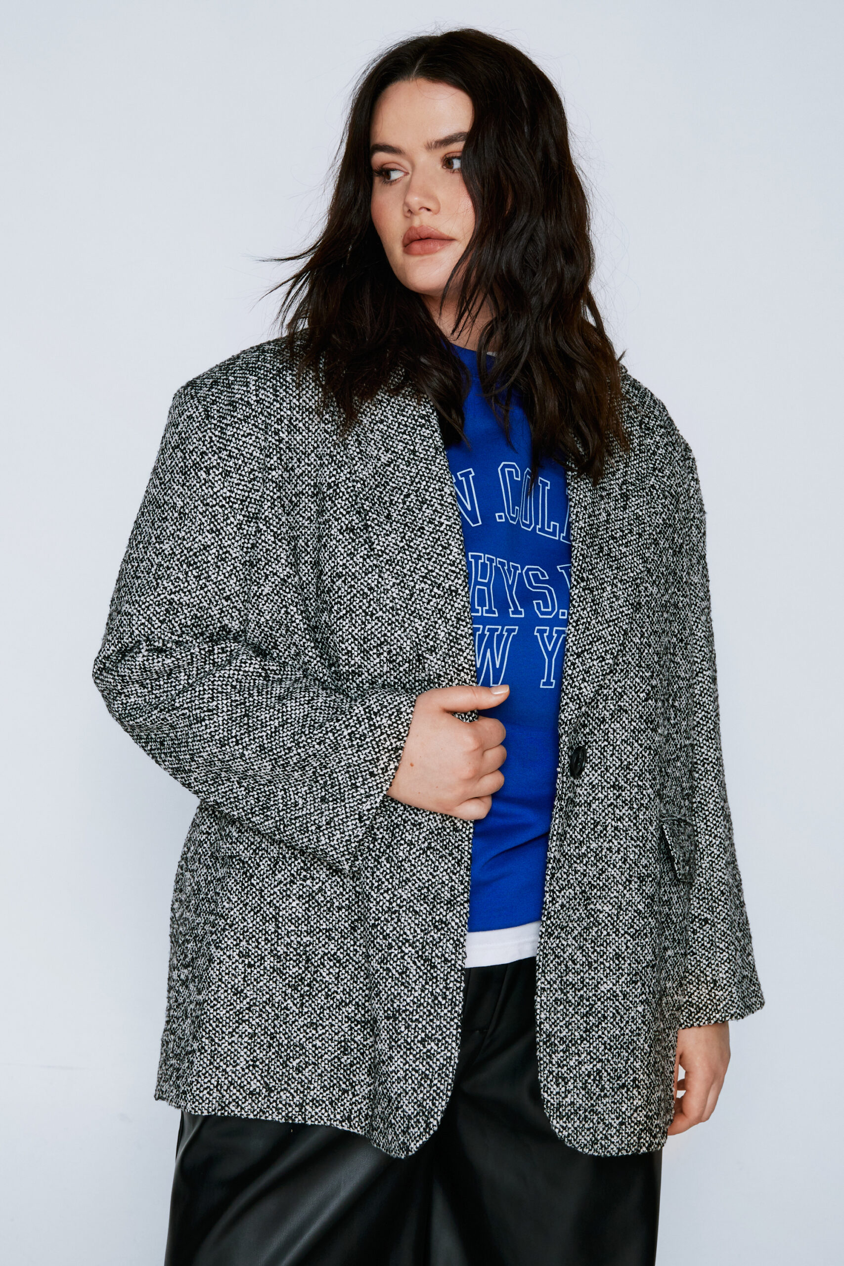 Plus Oversized Wool Look Marl Coat