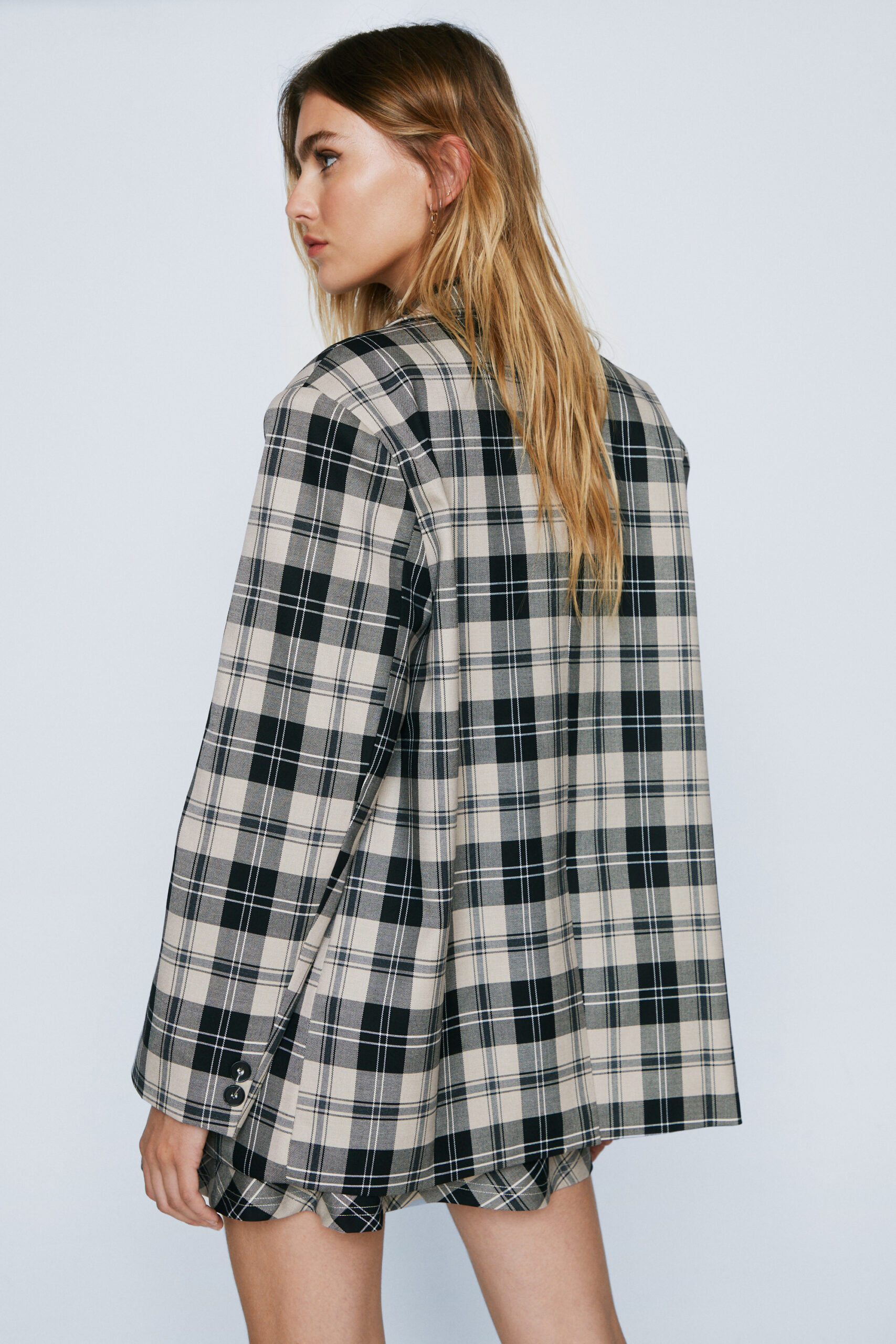 Plaid Single Breasted Blazer