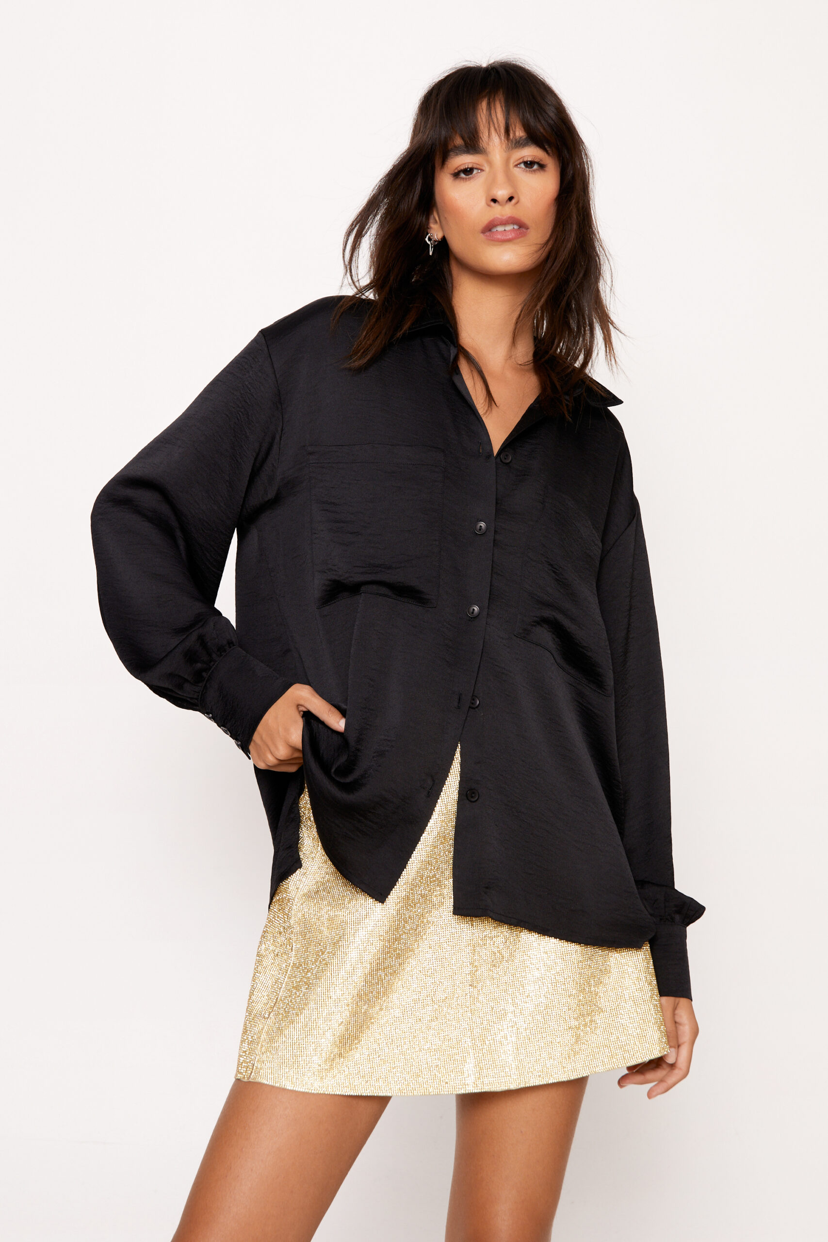 Textured Satin Relaxed Shirt