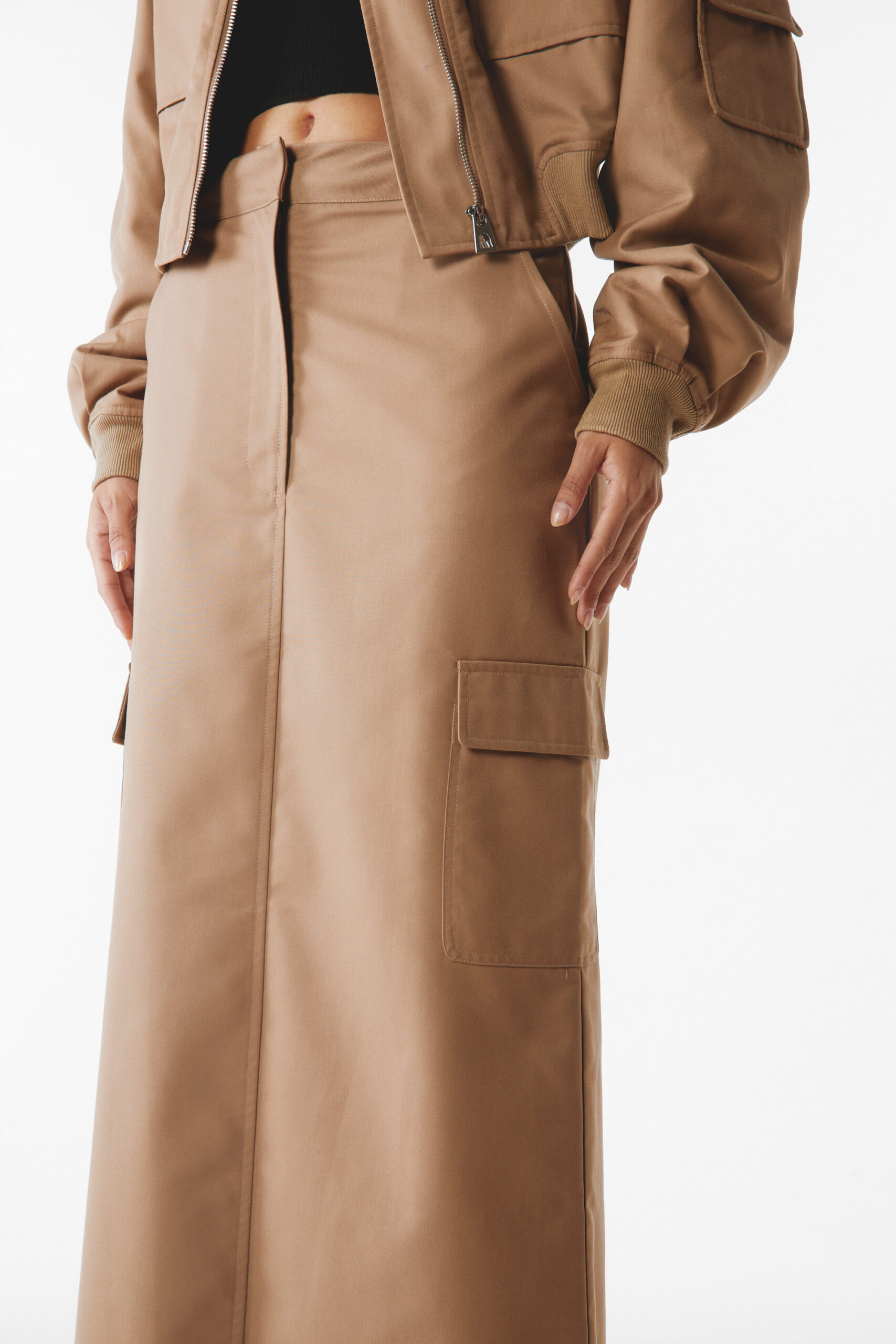 Tailored Cargo Maxi Skirt