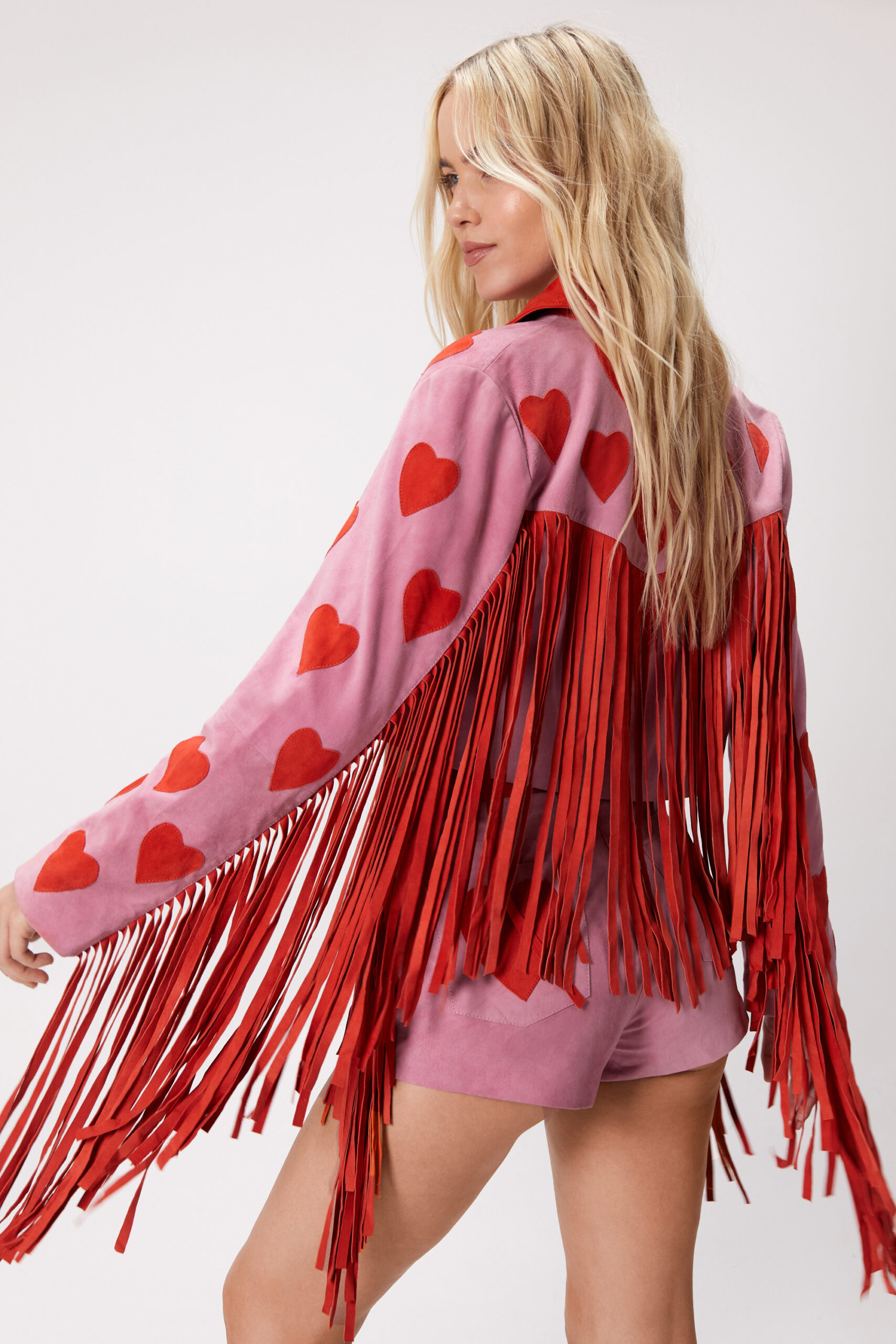 Real Suede Heart Fringe Jacket