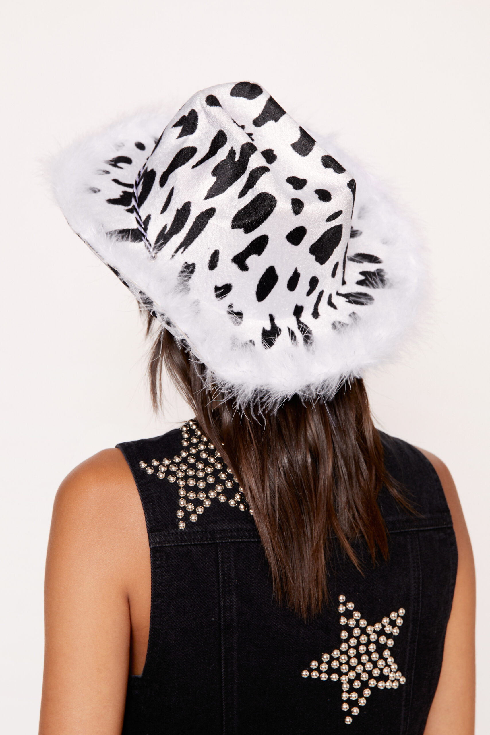 Cow Print Feather Cowboy Hat