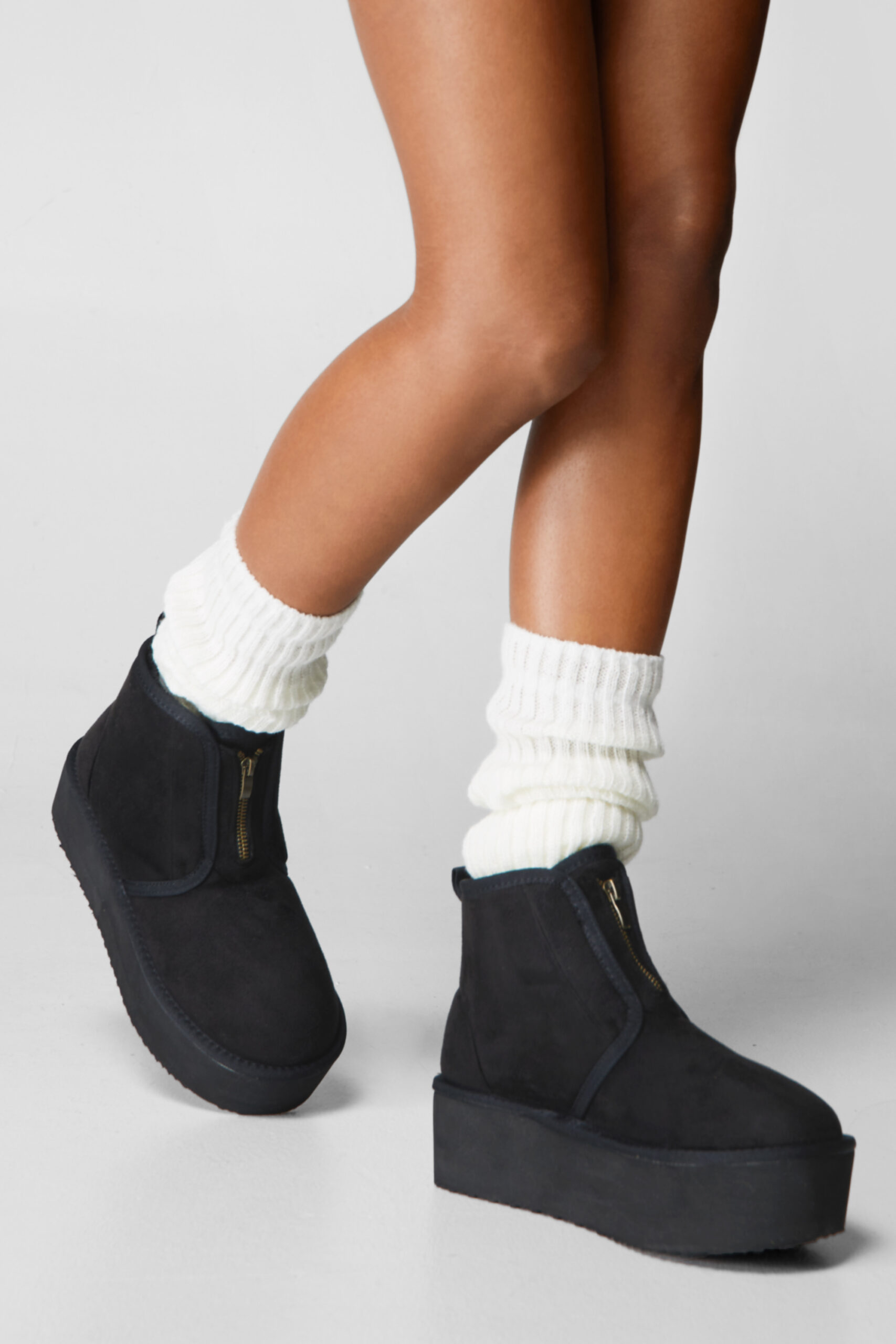 Platform Zip Front Mini Ankle Boots