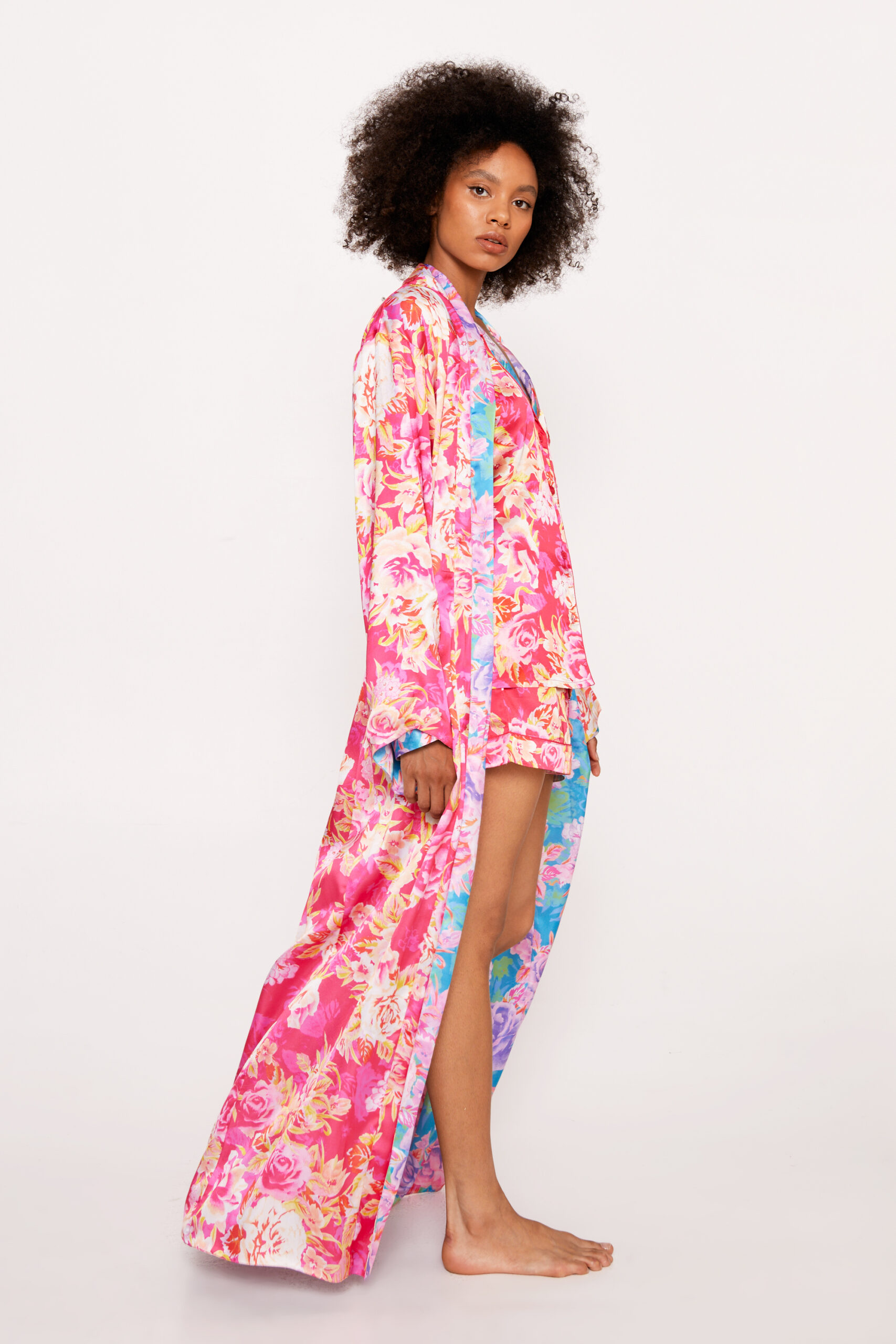 Satin Floral Reversible Maxi Robe