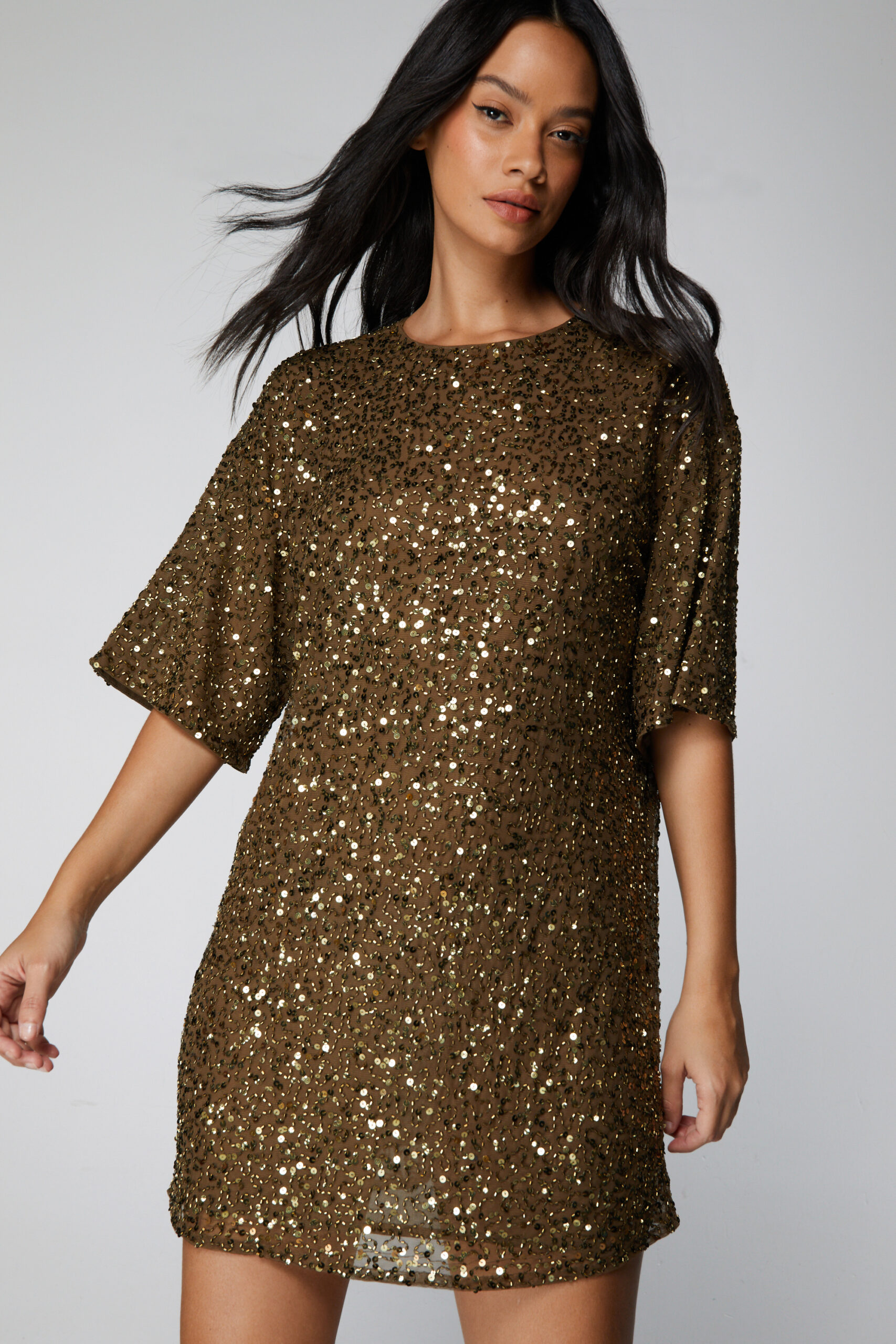 Cluster Sequin Slouch Shift Dress