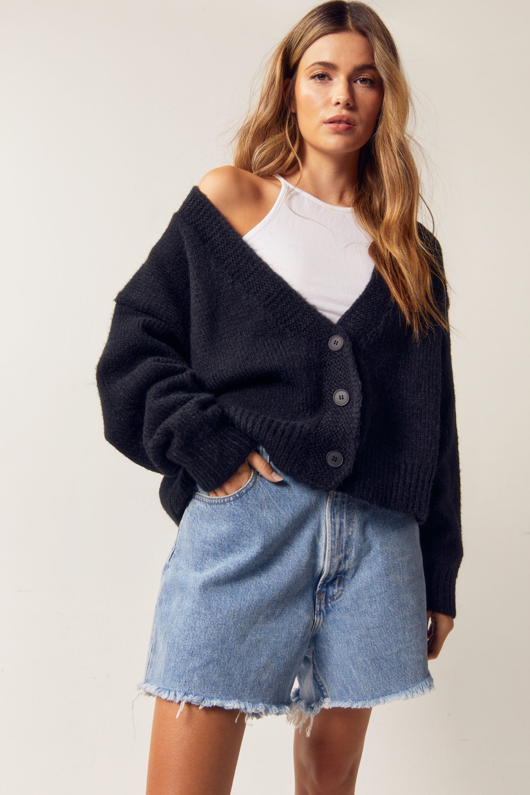 Brushed Knit Cropped Cardigan