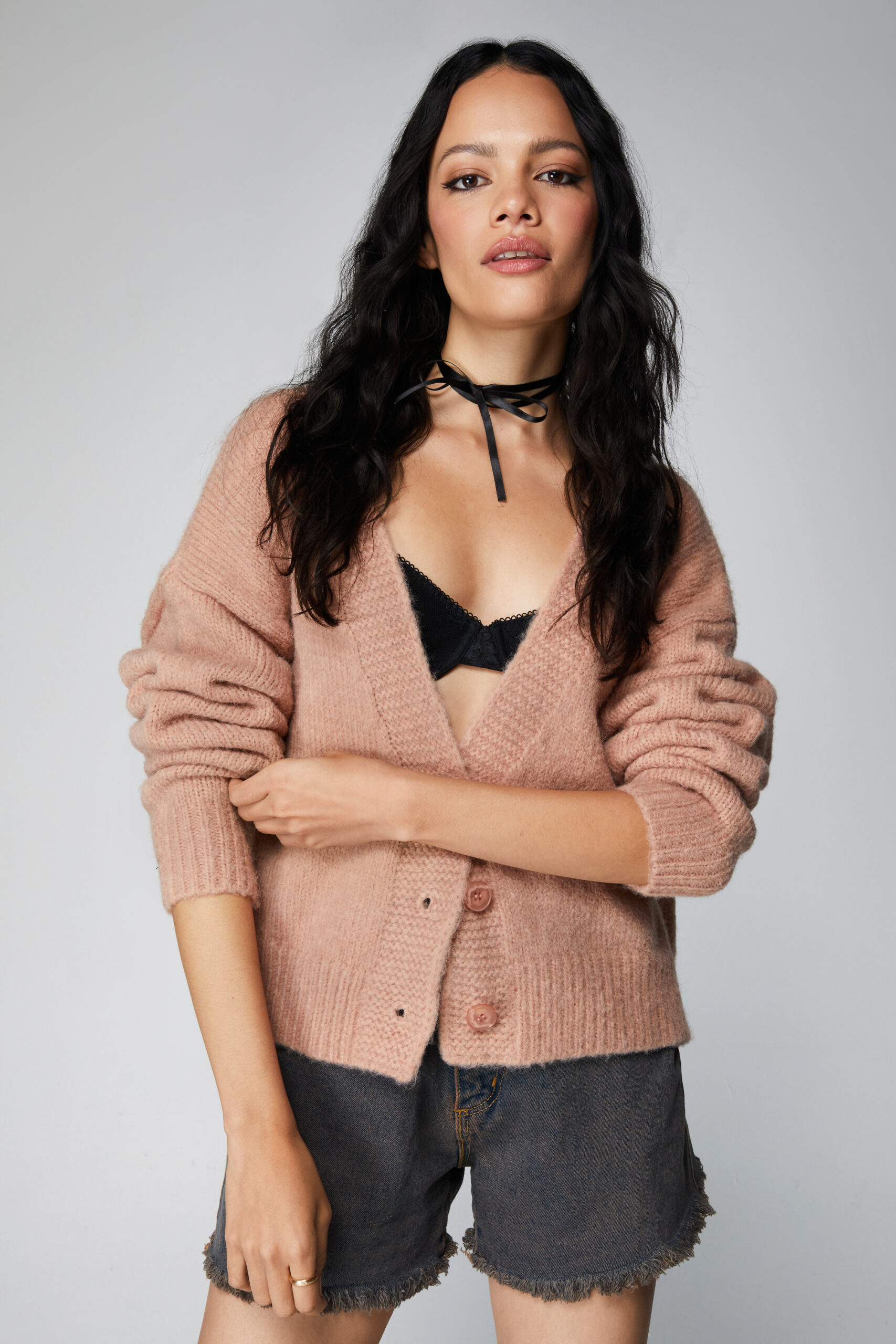 Brushed Knit Cropped Cardigan