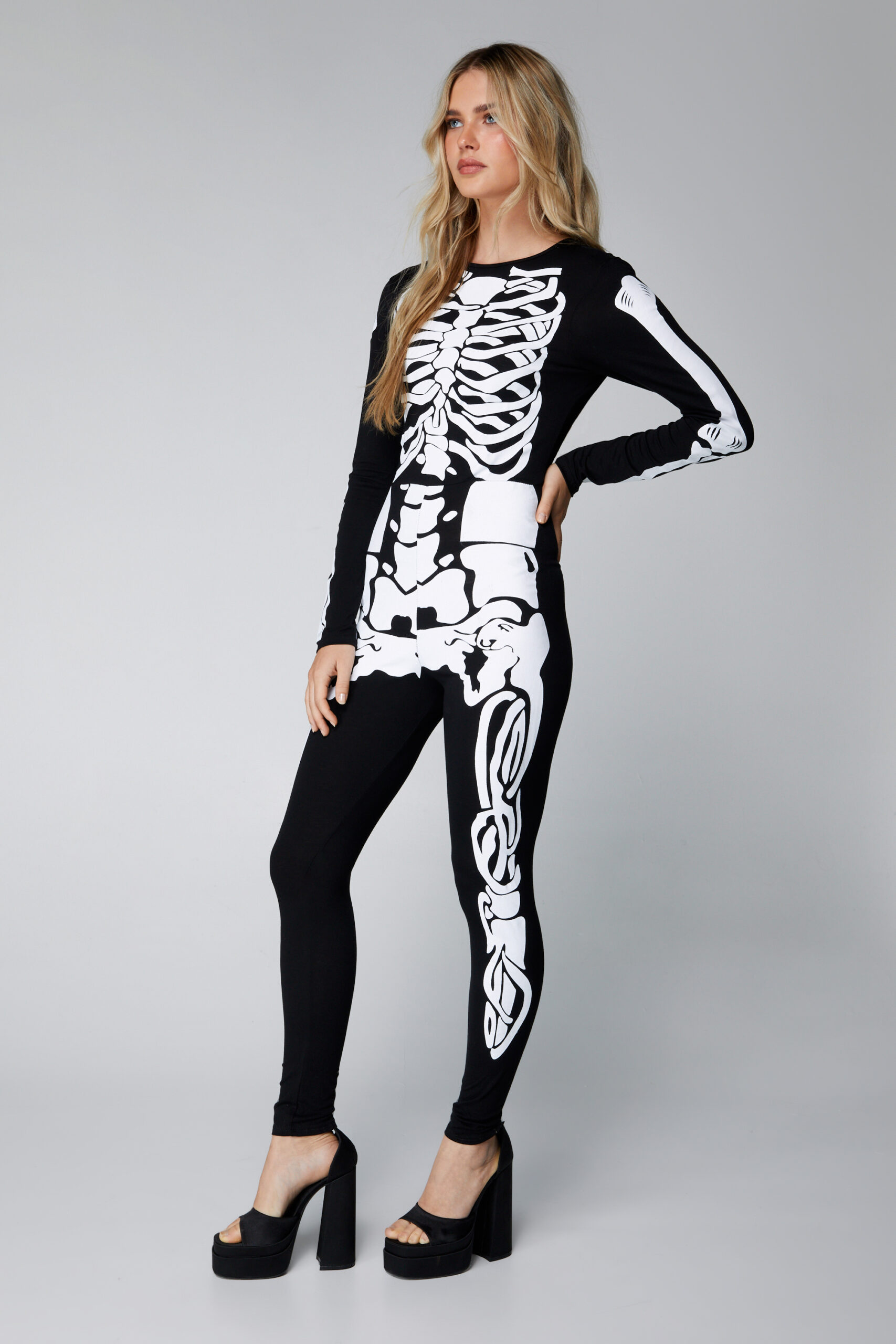 Long Sleeve Skeleton Jumpsuit