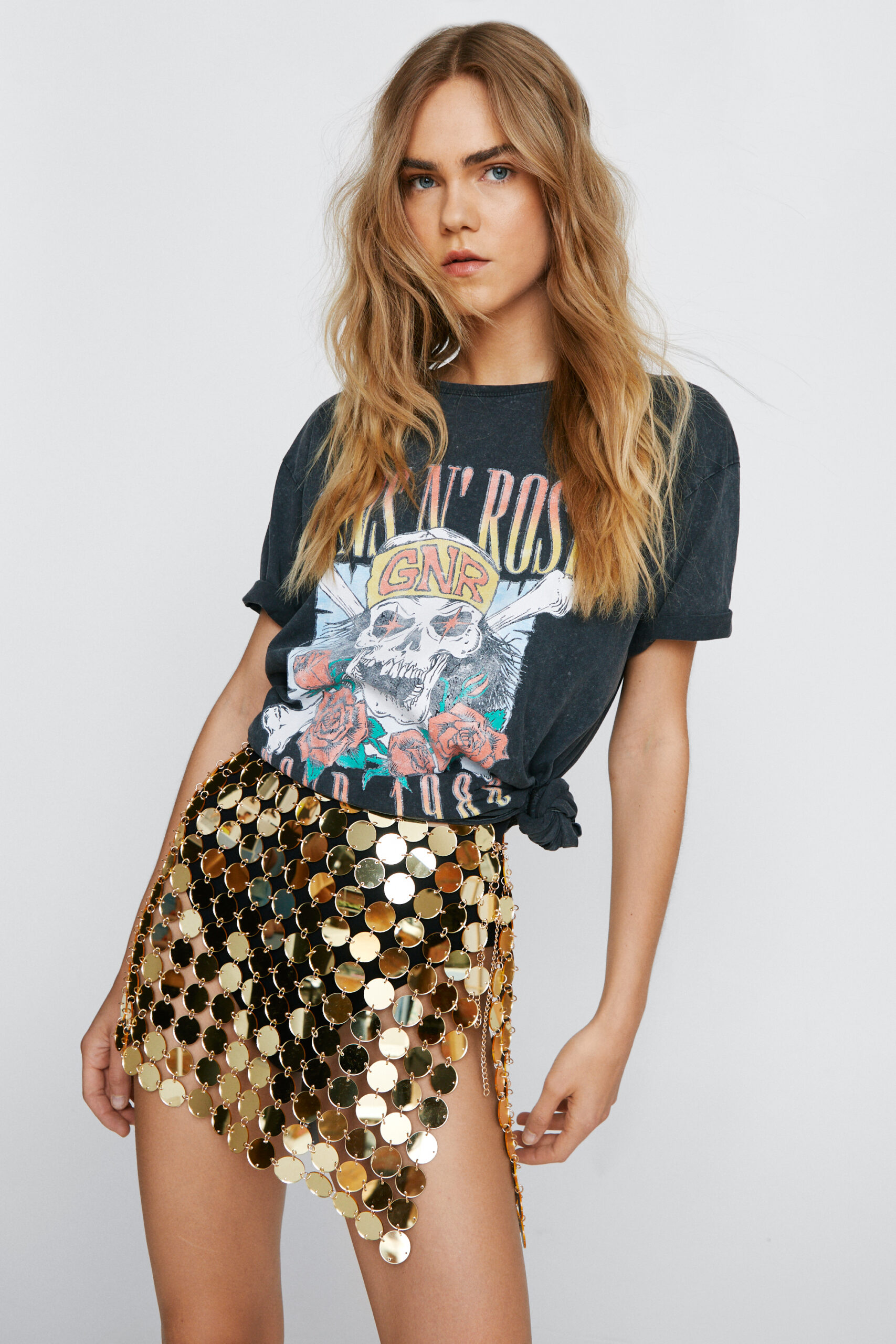 Disc Chainmail Sequin Mini Skirt