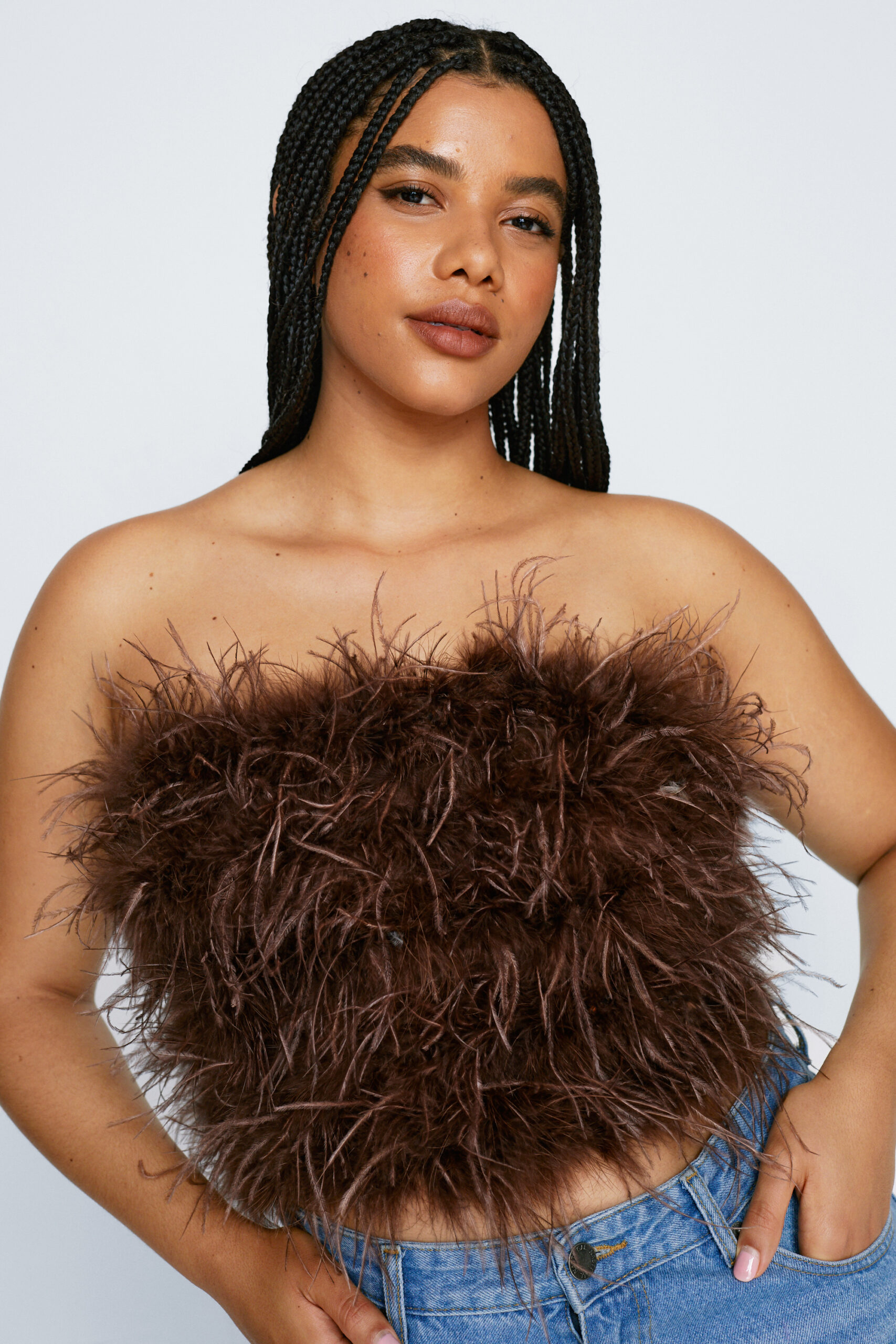 Plus Size Feather Tube Top