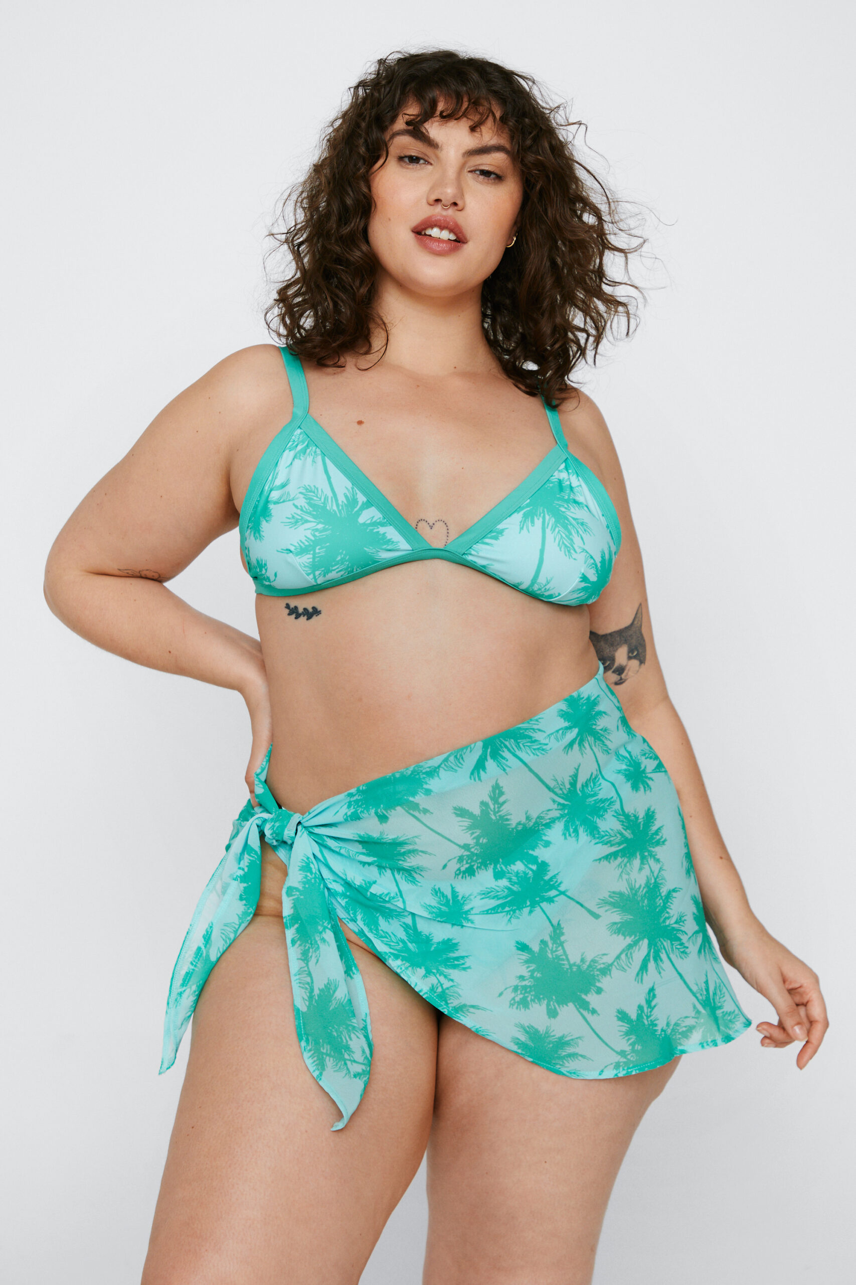 Plus Size Recycled Palm Print Bikini Set