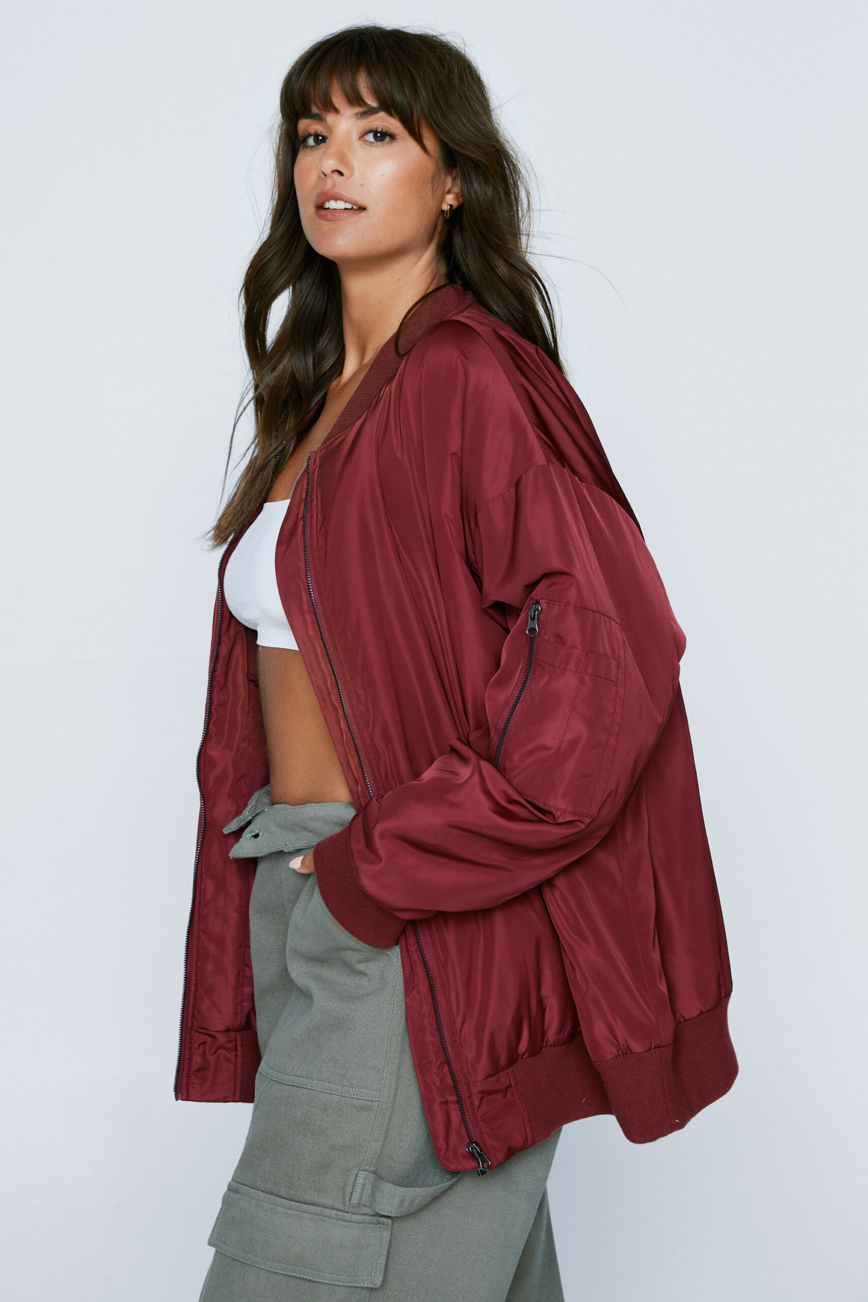 Plus Size Oversized Bomber Jacket