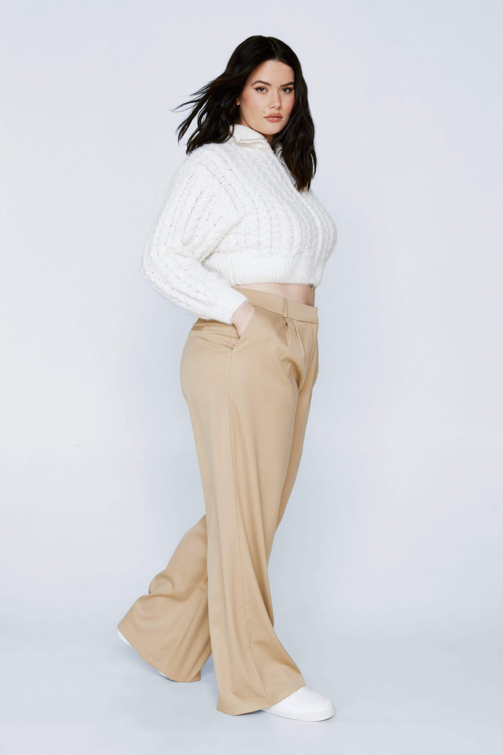 Plus Size Premium Melange Tailored Pants