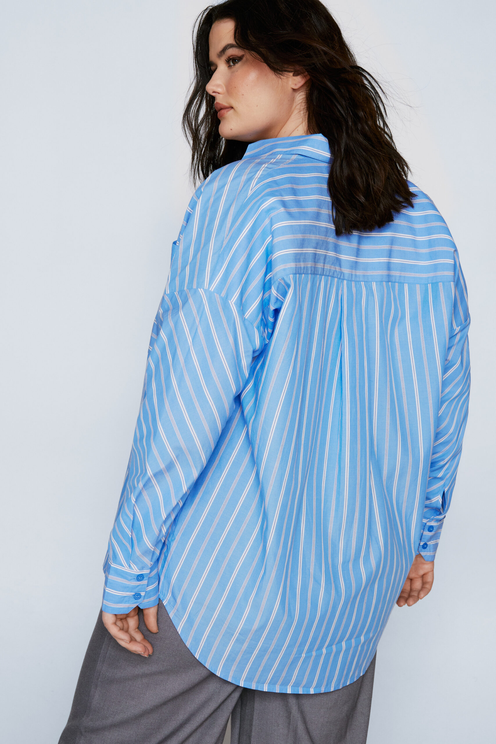 Plus Size Stripe Poplin Relaxed Shirt