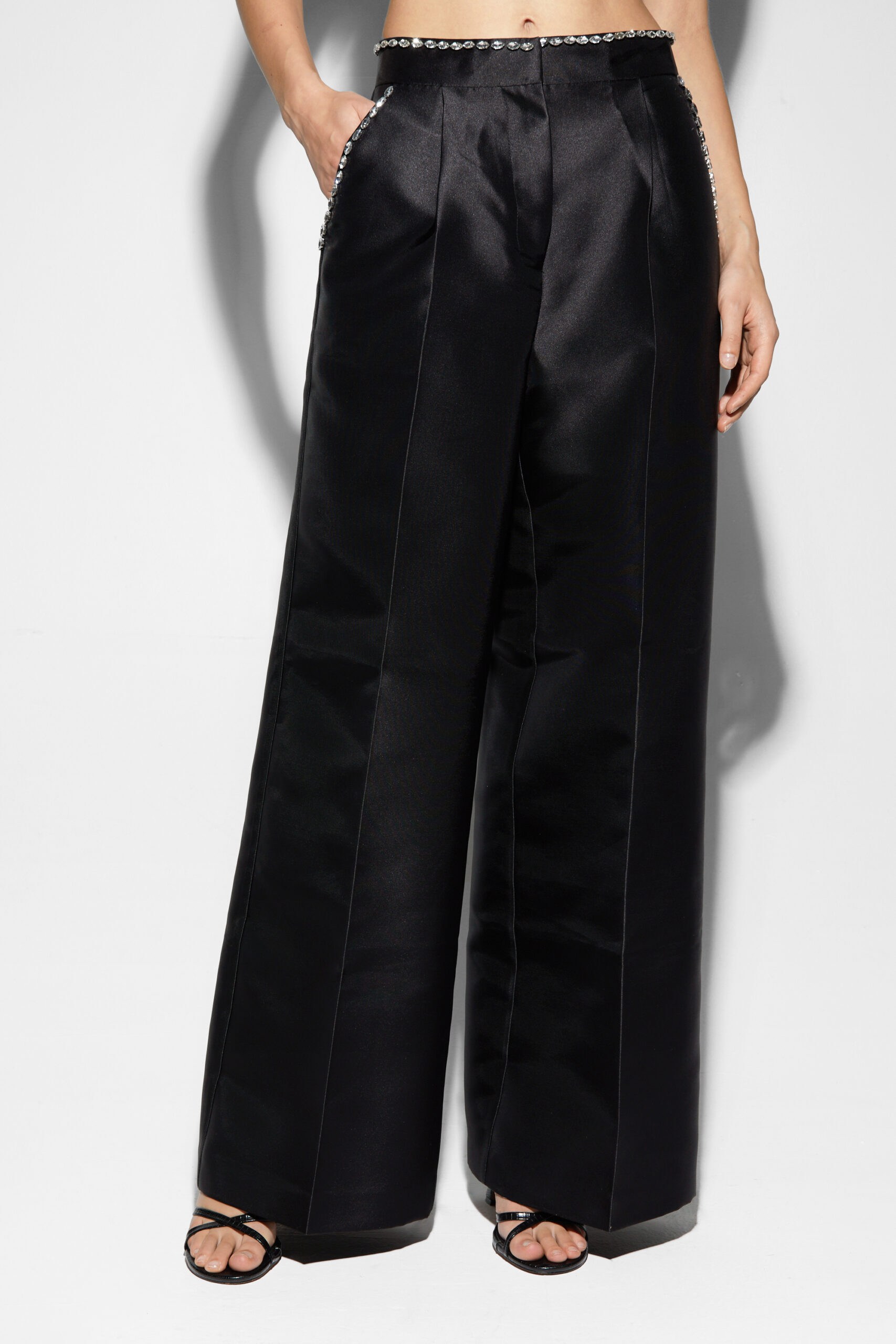 Satin Twill Wide Leg Pants