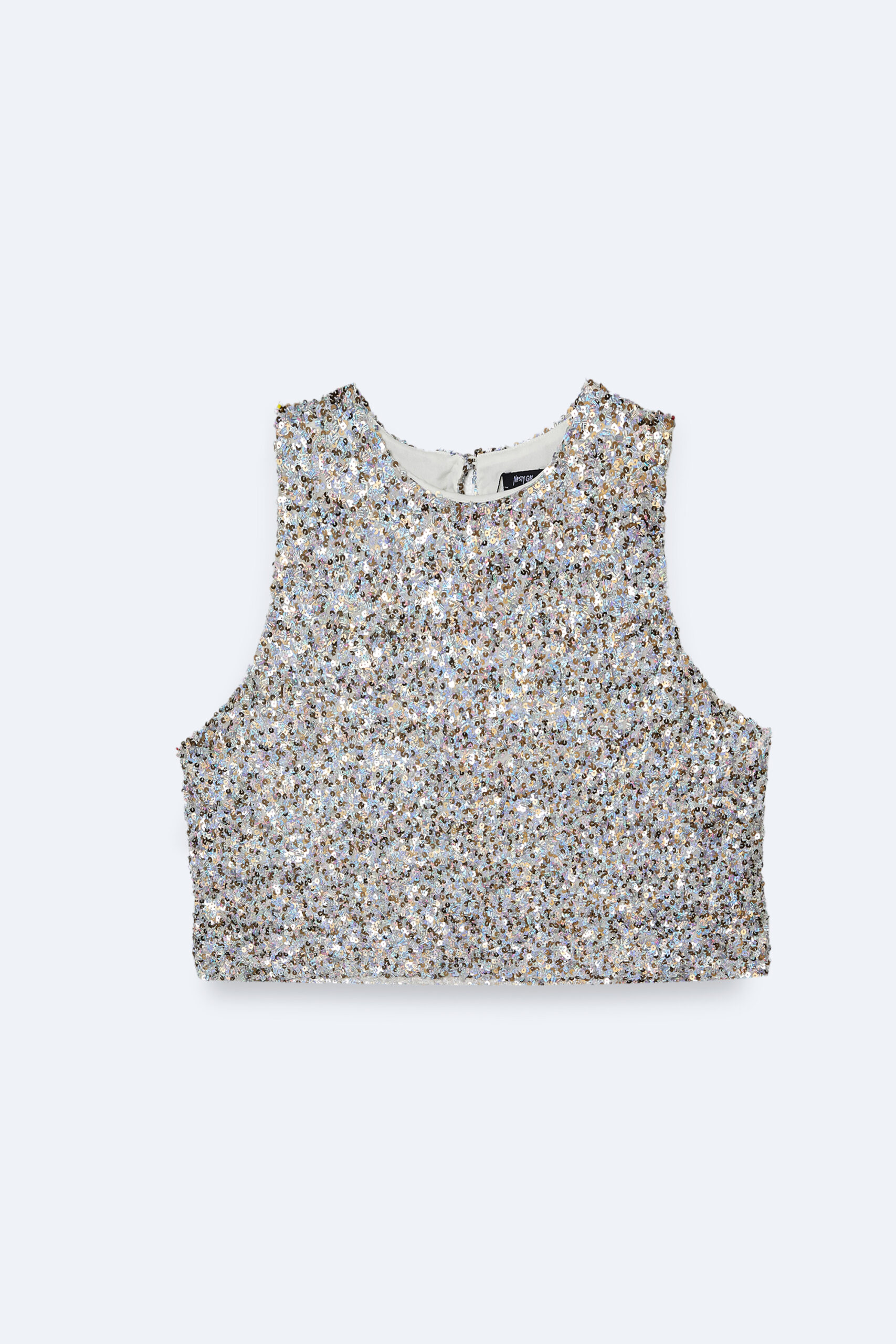 Plus Size Metallic Textured Mixed Sequin Sleeveless Top