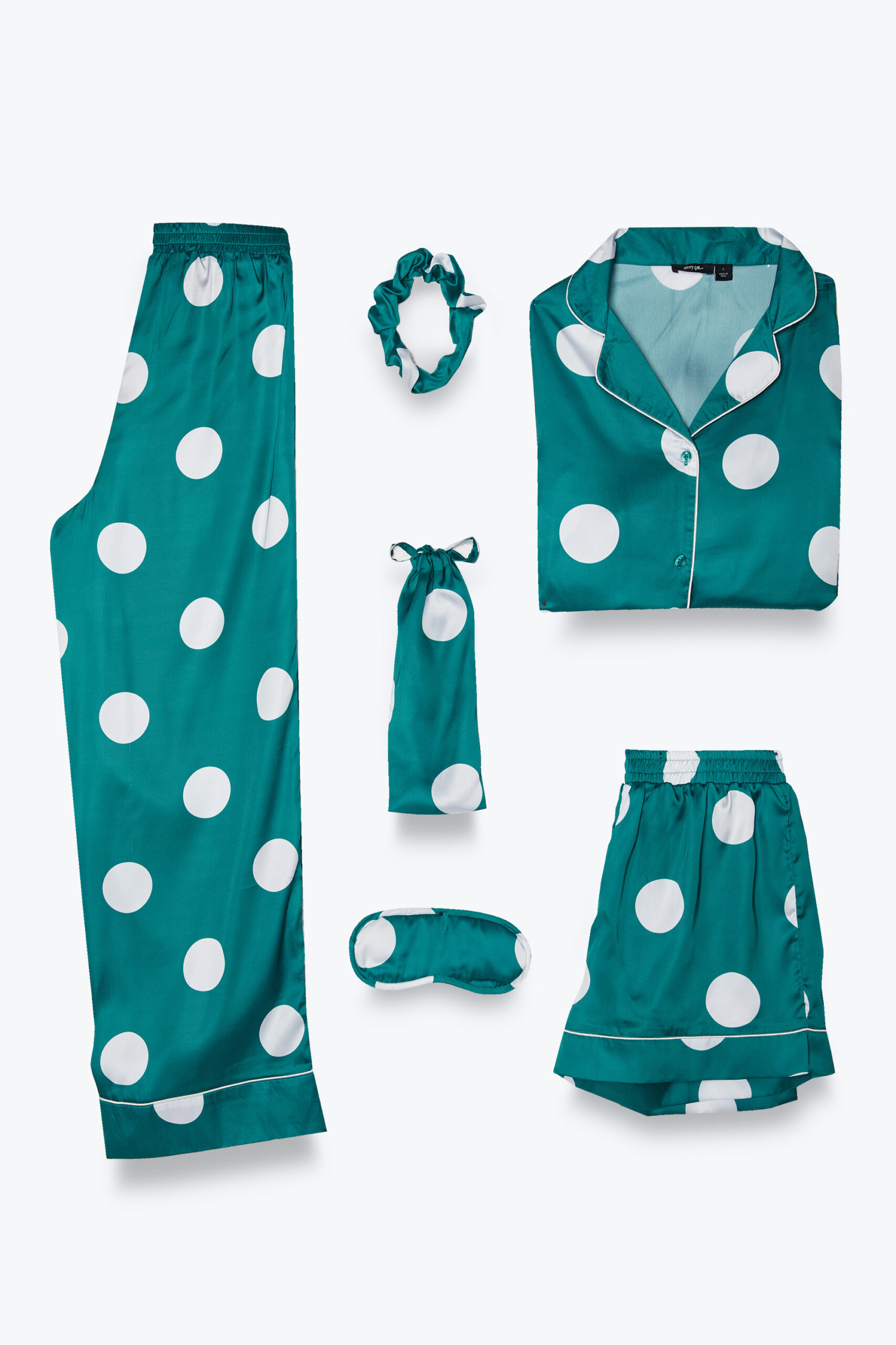 Satin 6pc Polka Dot Pajama Set