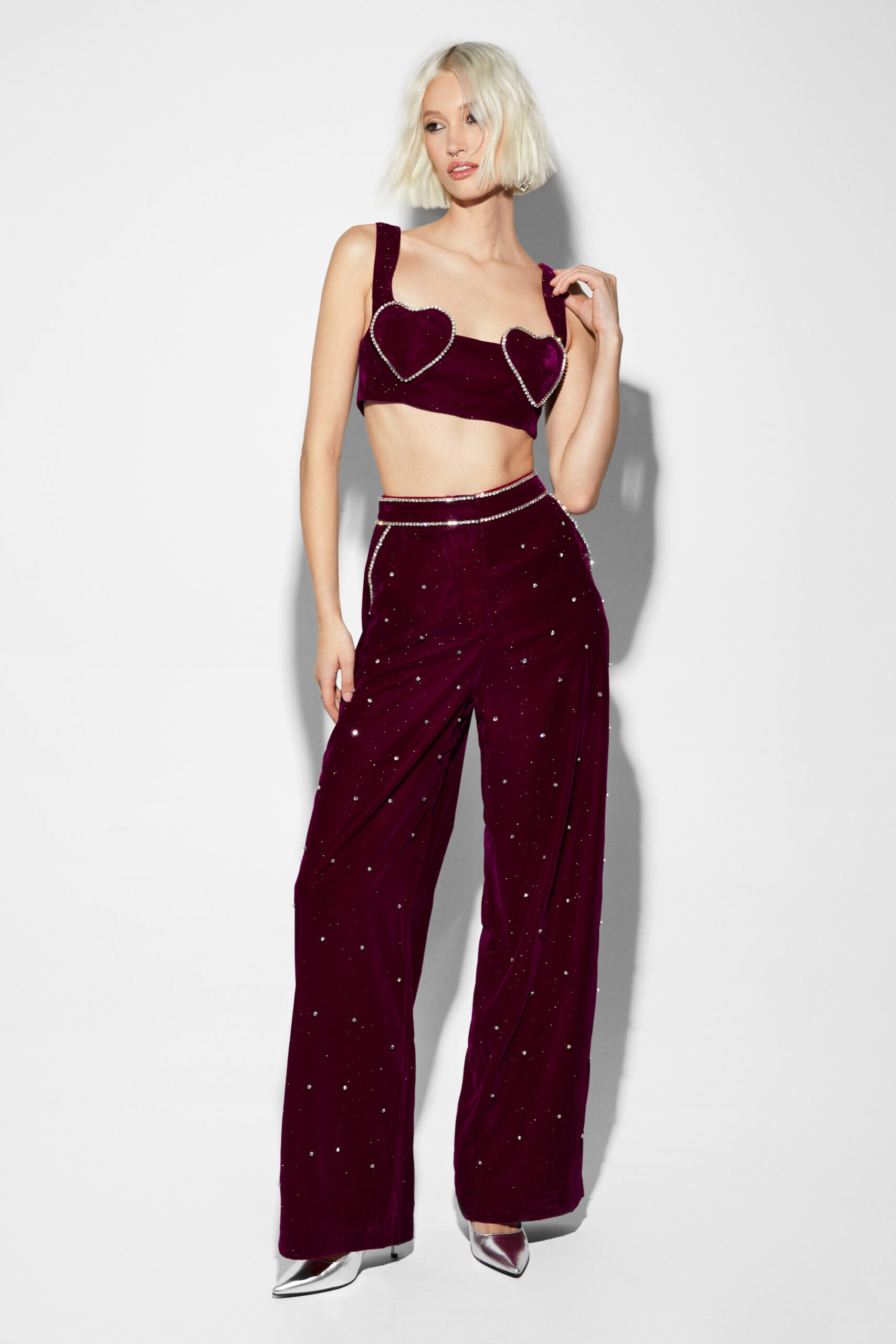 Premium Velvet Tailored Embellished Pants