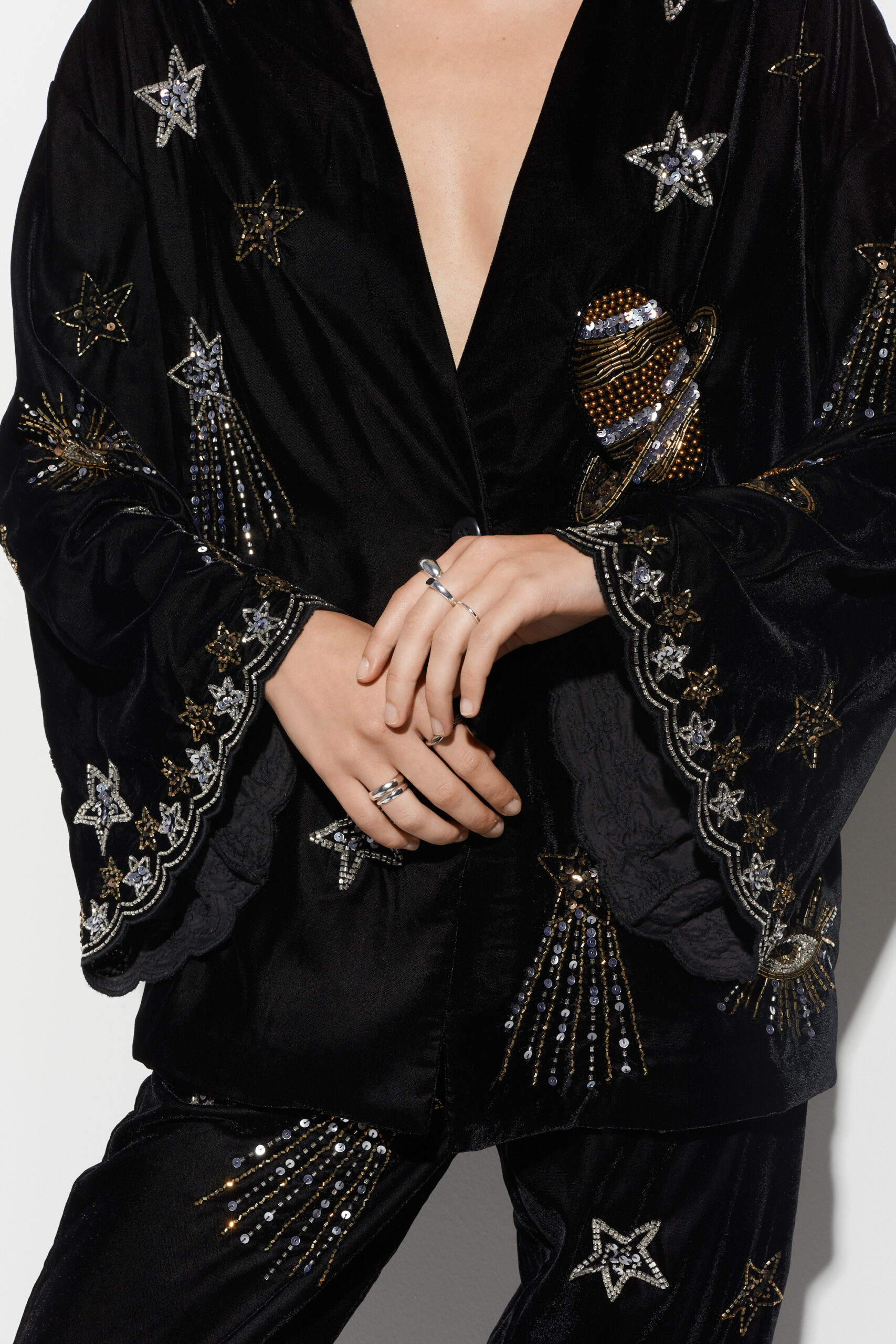 Premium Velvet Embellished Celestial Blazer