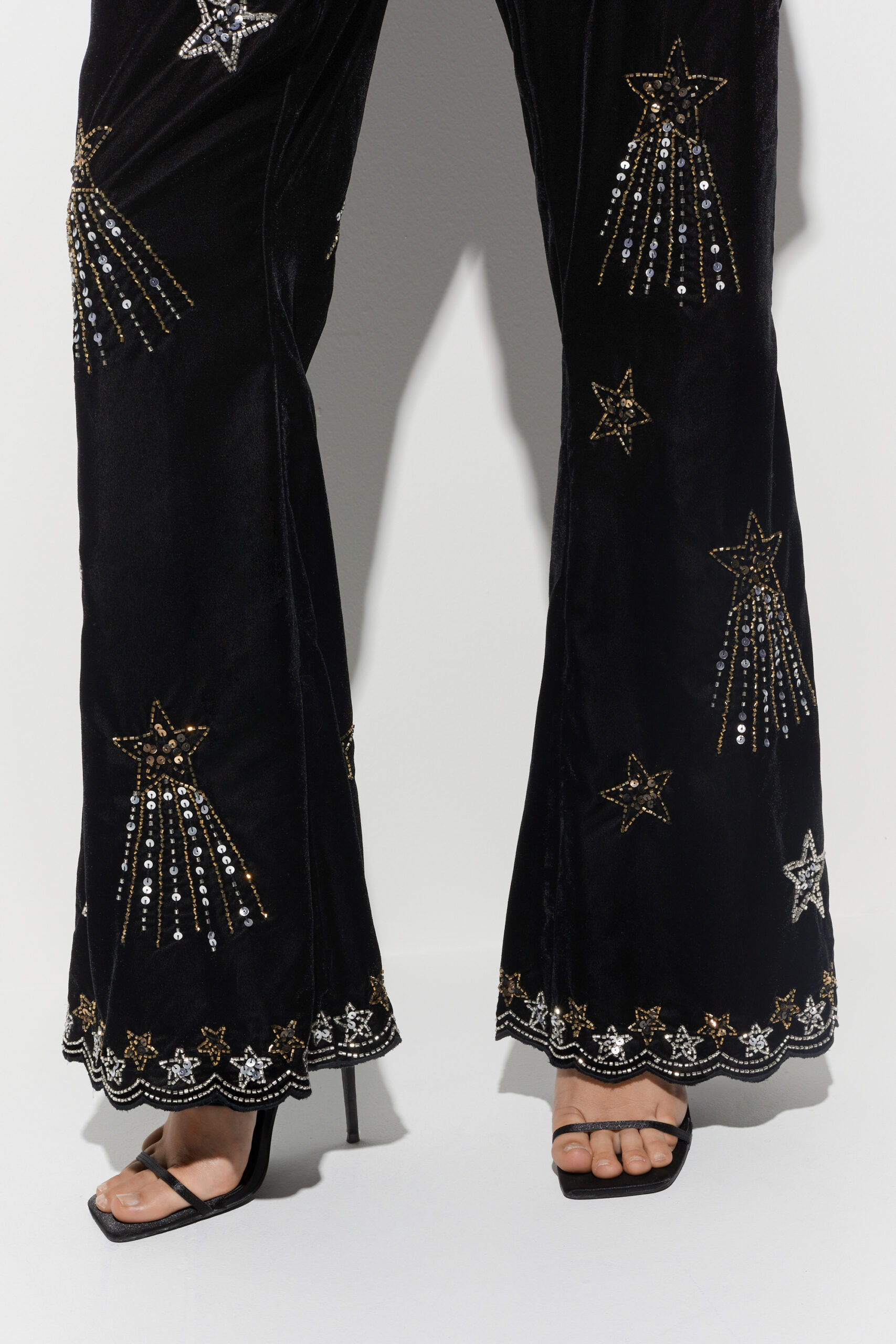 Premium Velvet Embellished Flare Pants