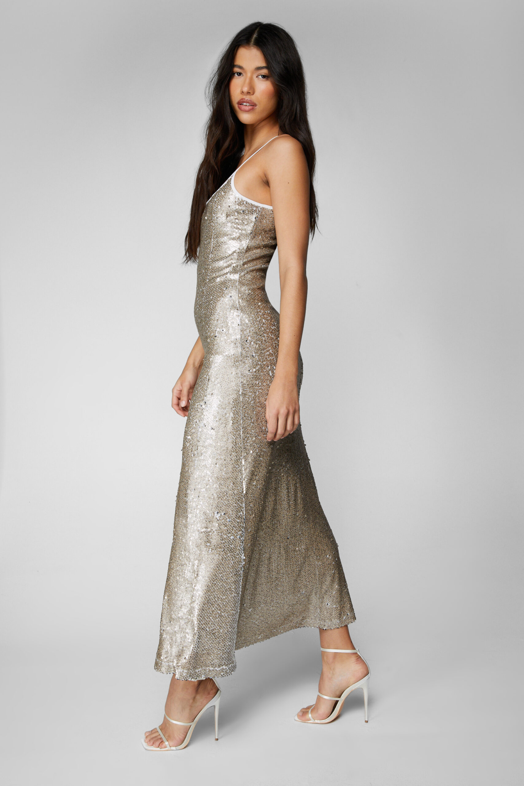 Strappy Sequin Maxi Dress