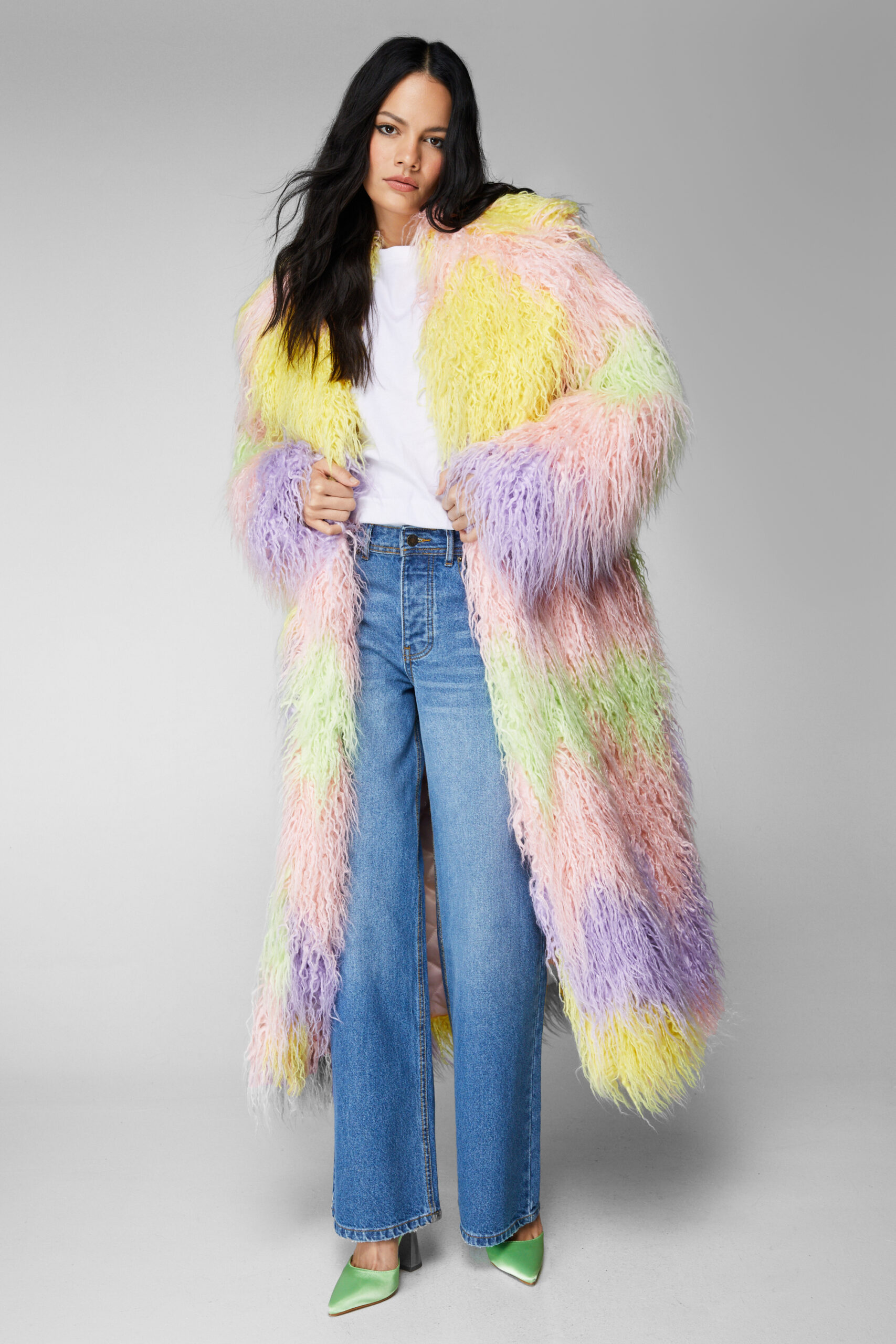 Premium Ombre Longline Faux Fur Coat