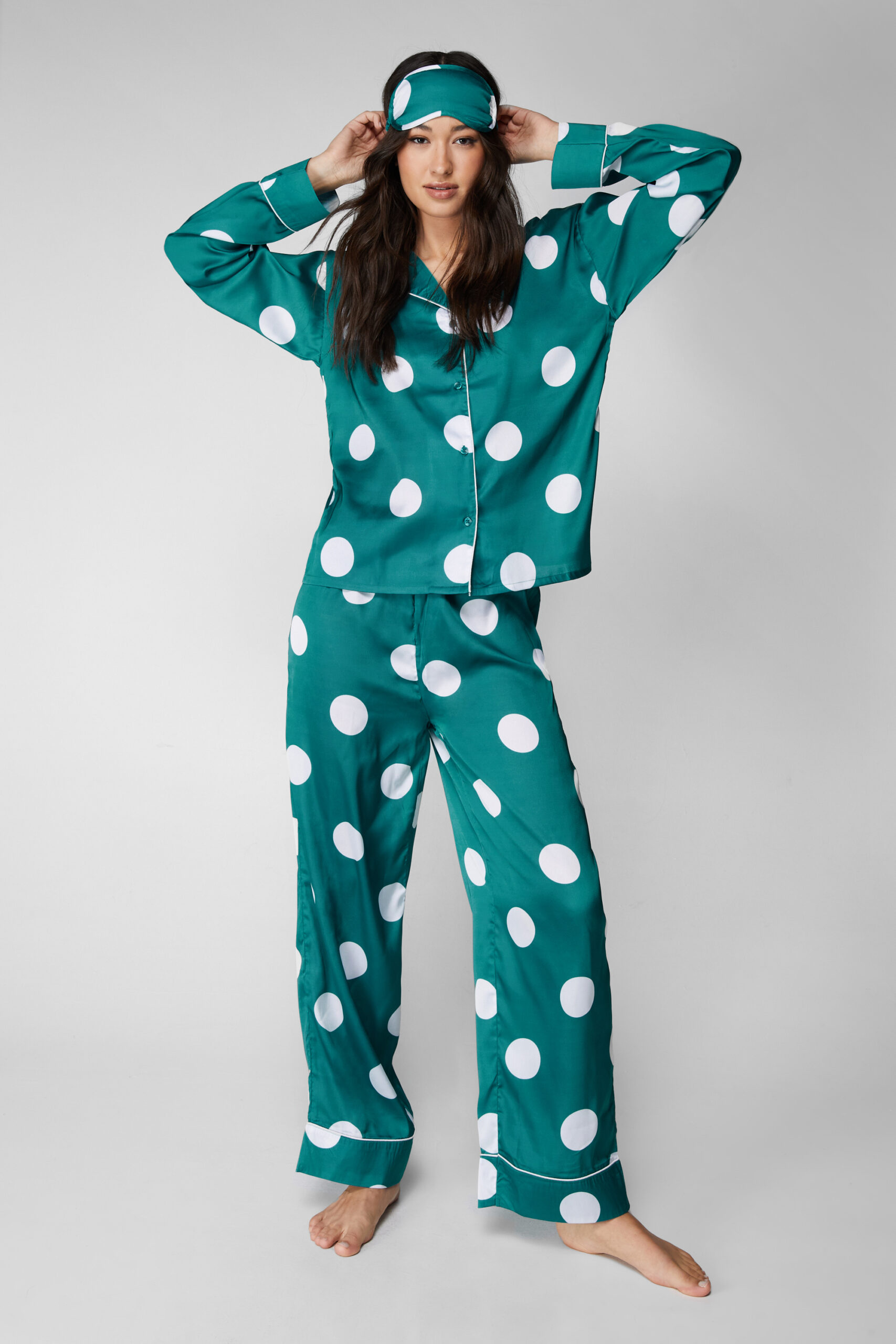 Satin 6pc Polka Dot Pajama Set