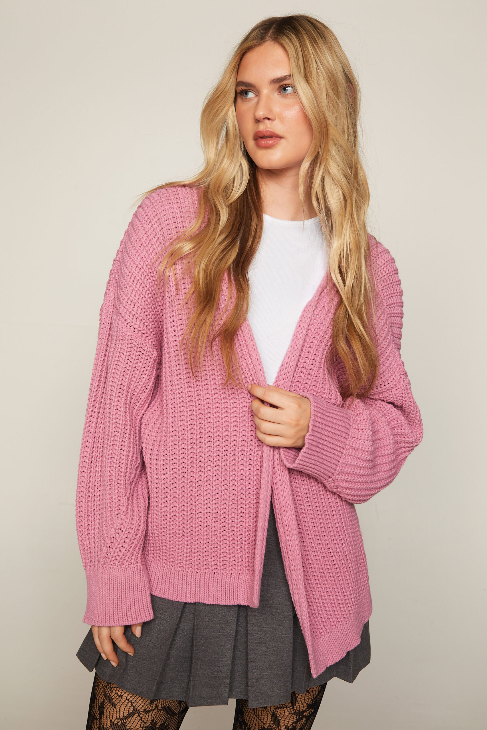 Open Throw Chunky Knit Cardigan