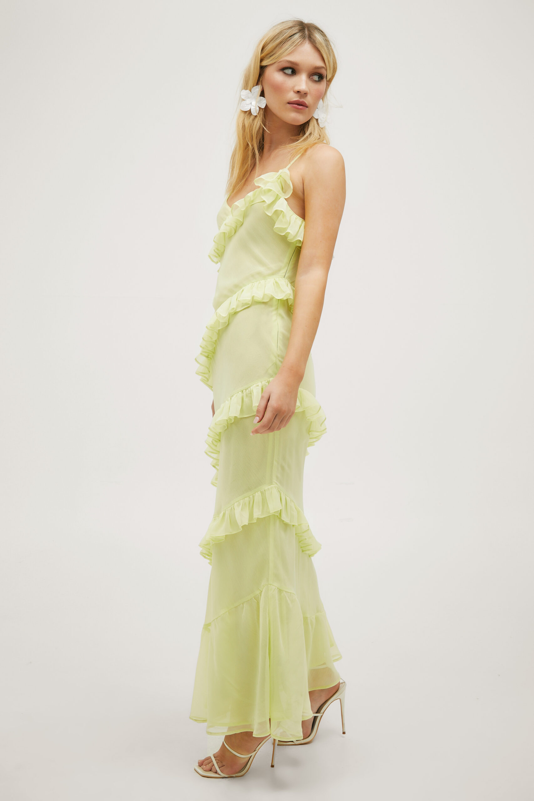 Ruffle Tiered Chiffon Maxi Dress