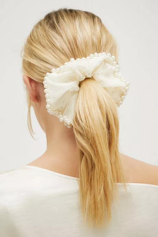 Embellished Pearl Scrunchie