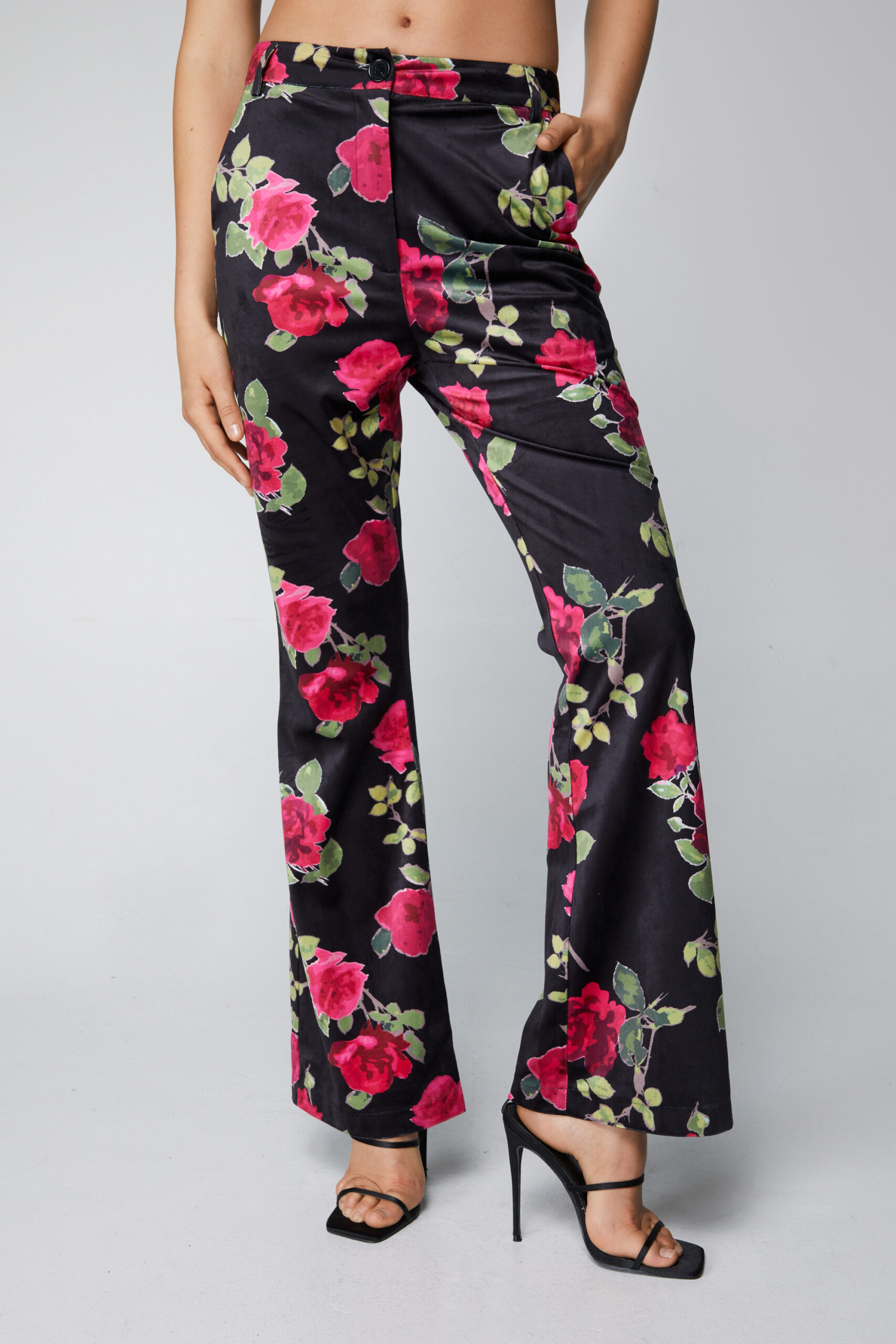 Premium Printed Velvet Flare Pants