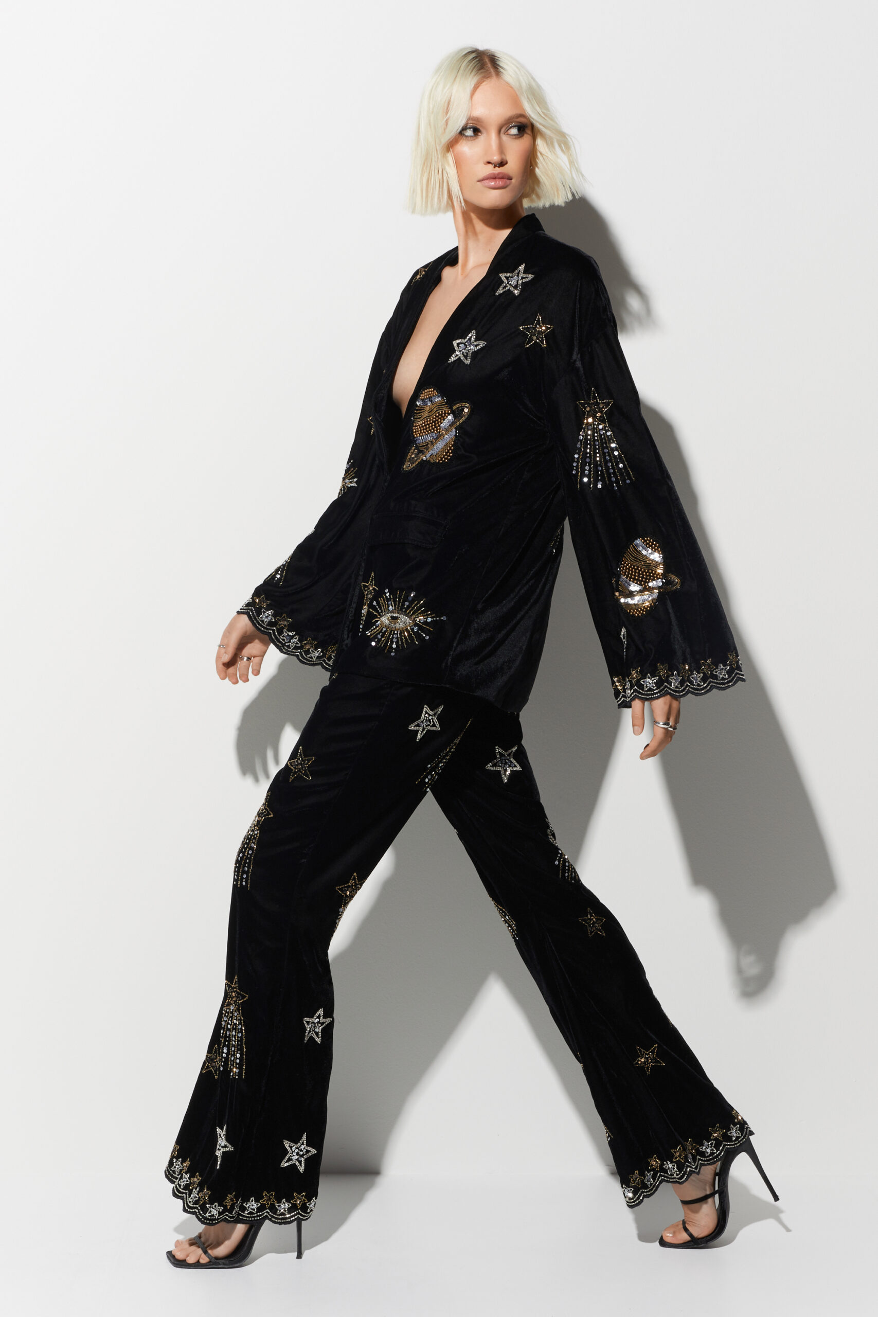 Premium Velvet Embellished Celestial Blazer