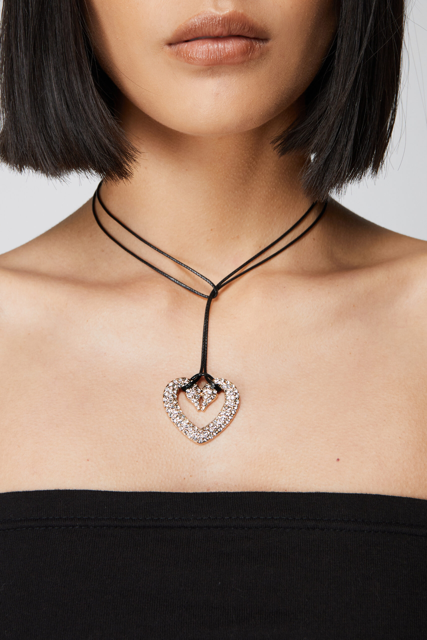 Diamante Heart Rope Necklace