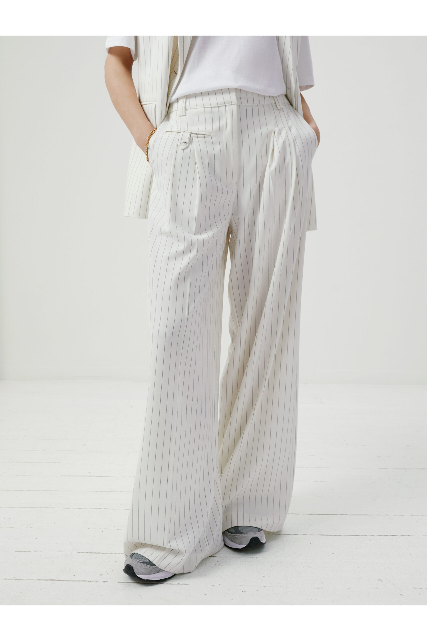 Pinstripe Wide Leg Tailored Trouser