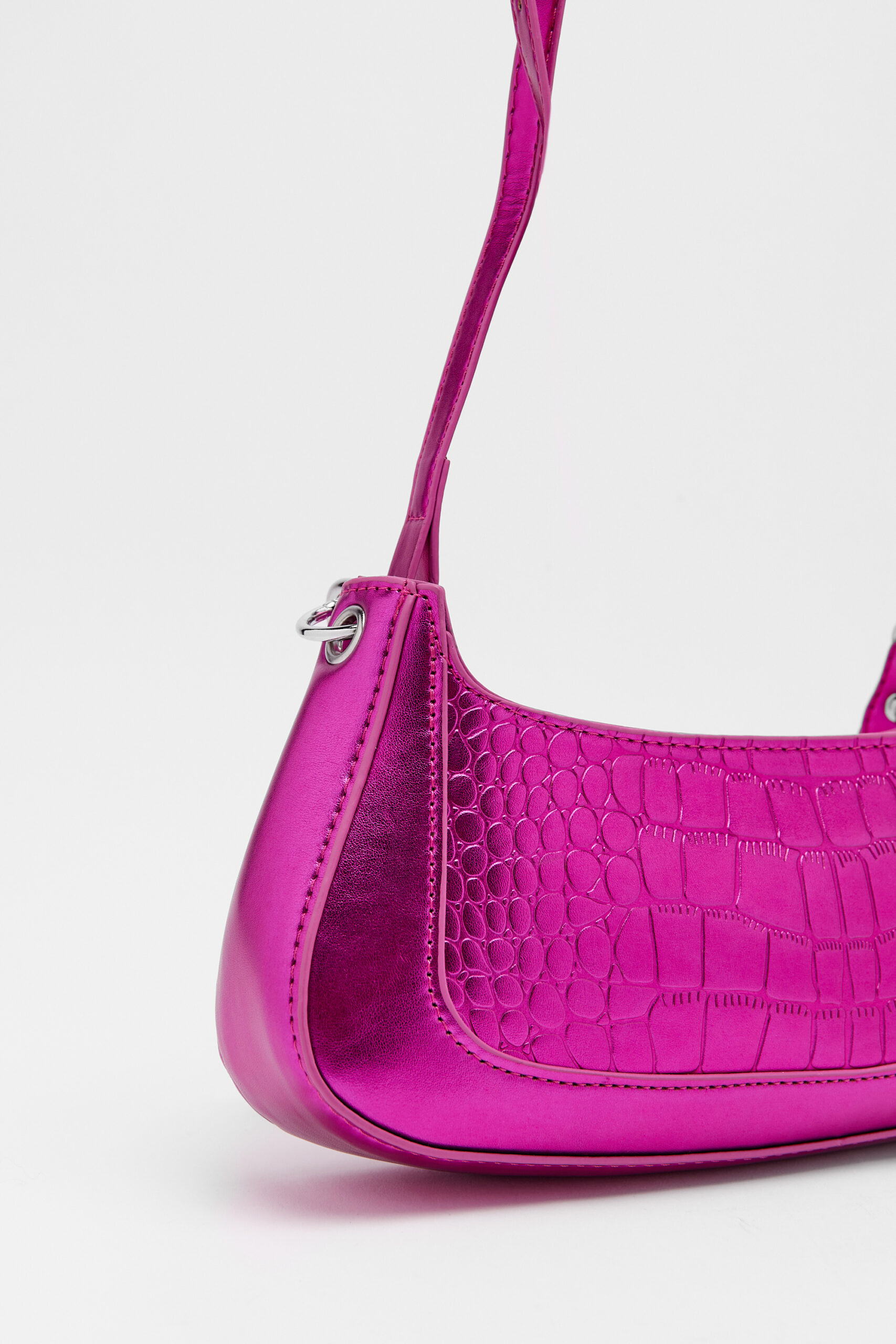 Faux Leather Croc Shoulder Bag