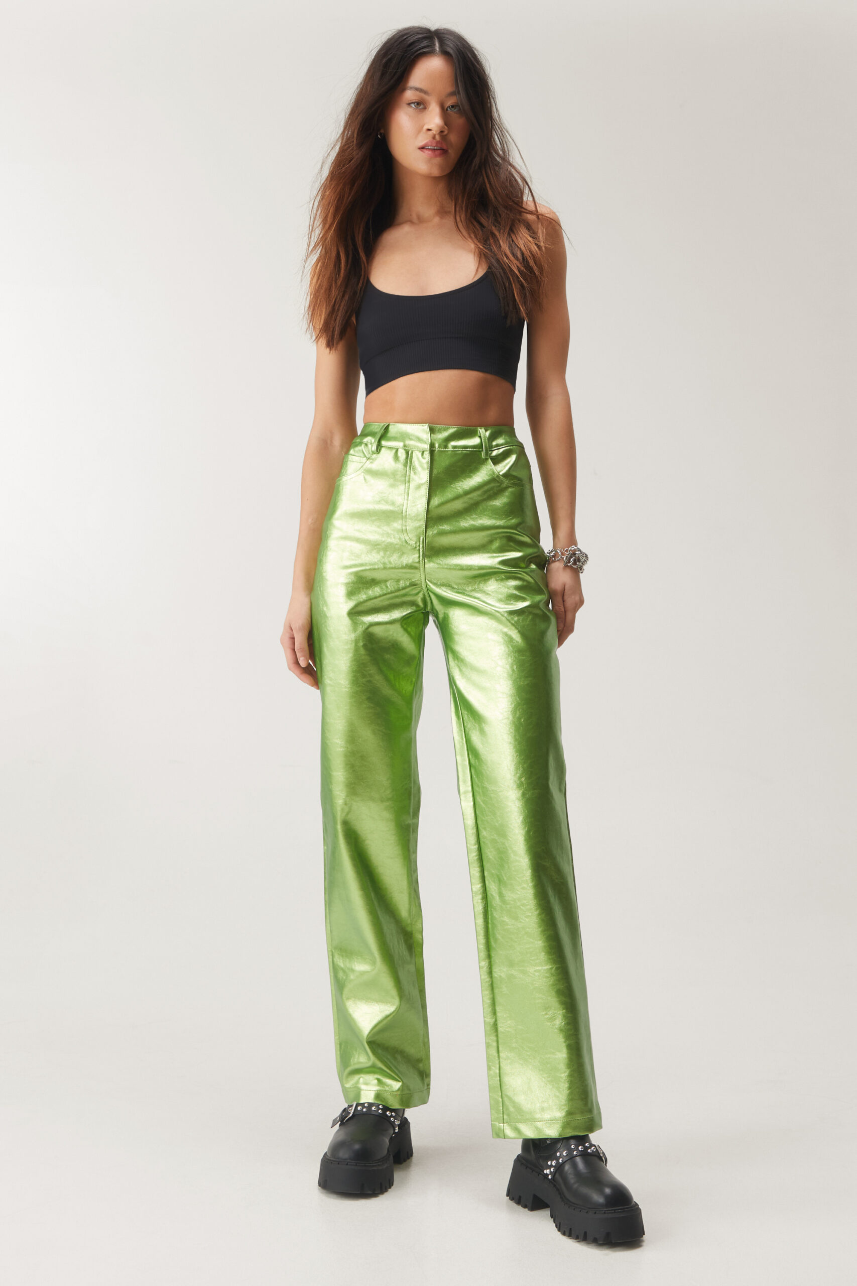 Premium Glitter Faux Leather Pants