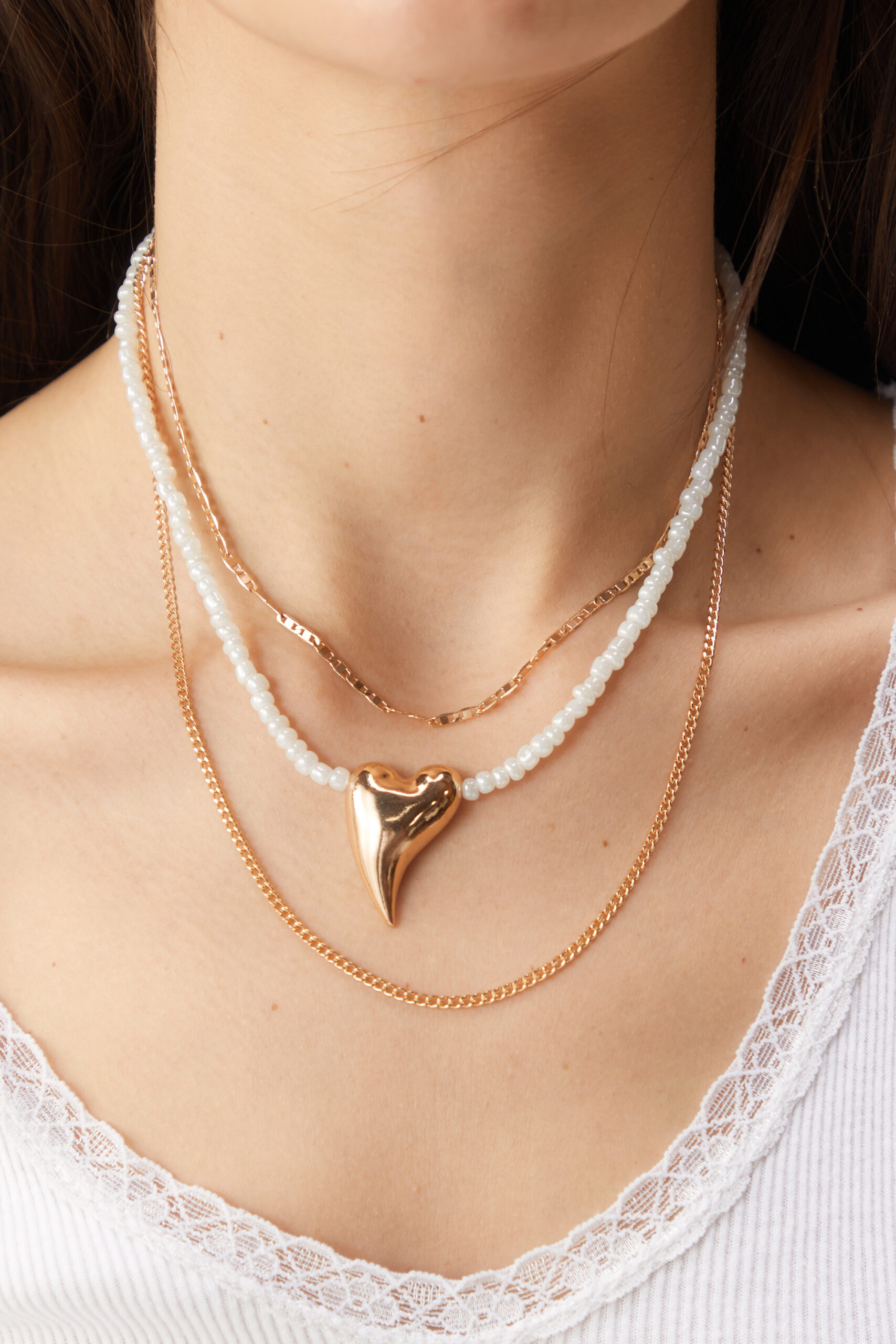 Pearl Heart Layered Necklace