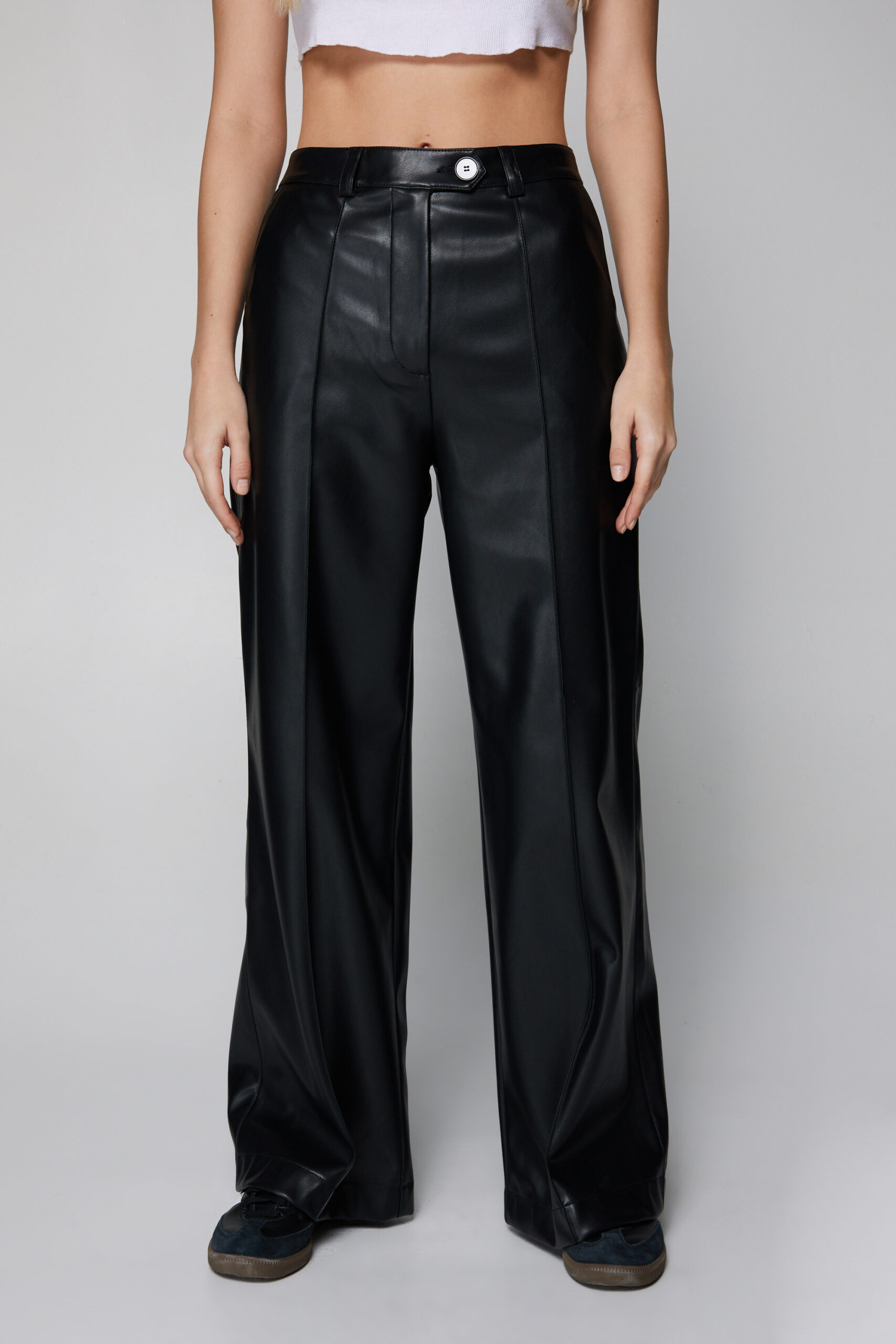 Faux Leather Wide Leg Pants