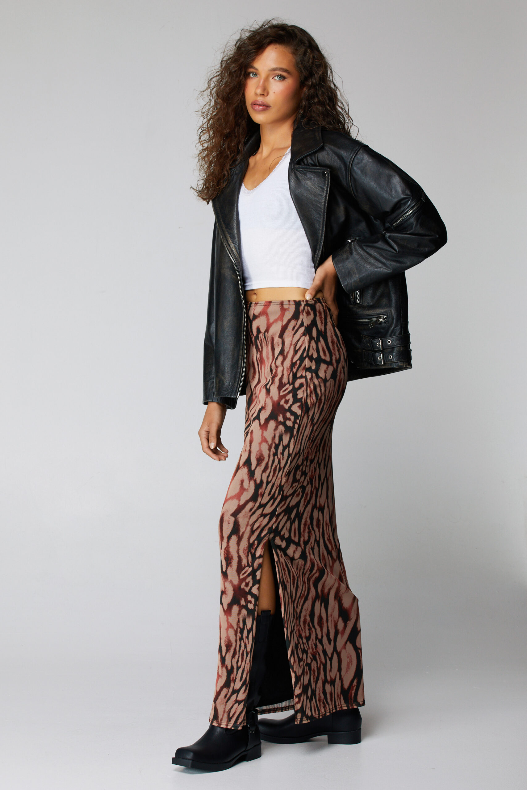 Animal Mesh Maxi Skirt