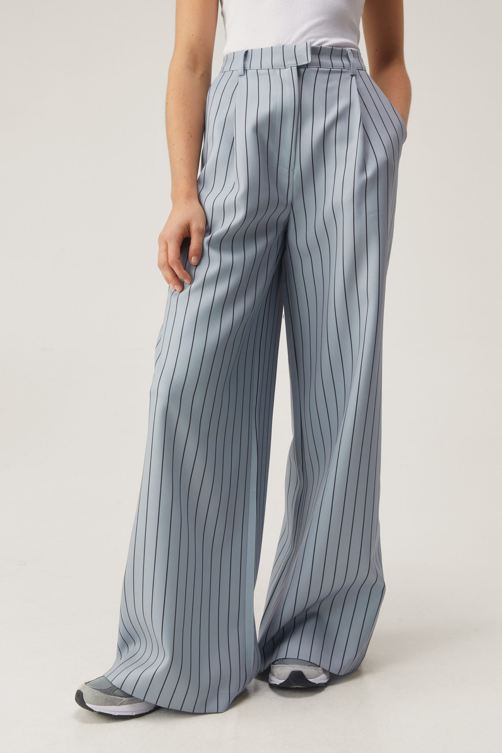 Premium Stripe Tailored Wide Leg Pants